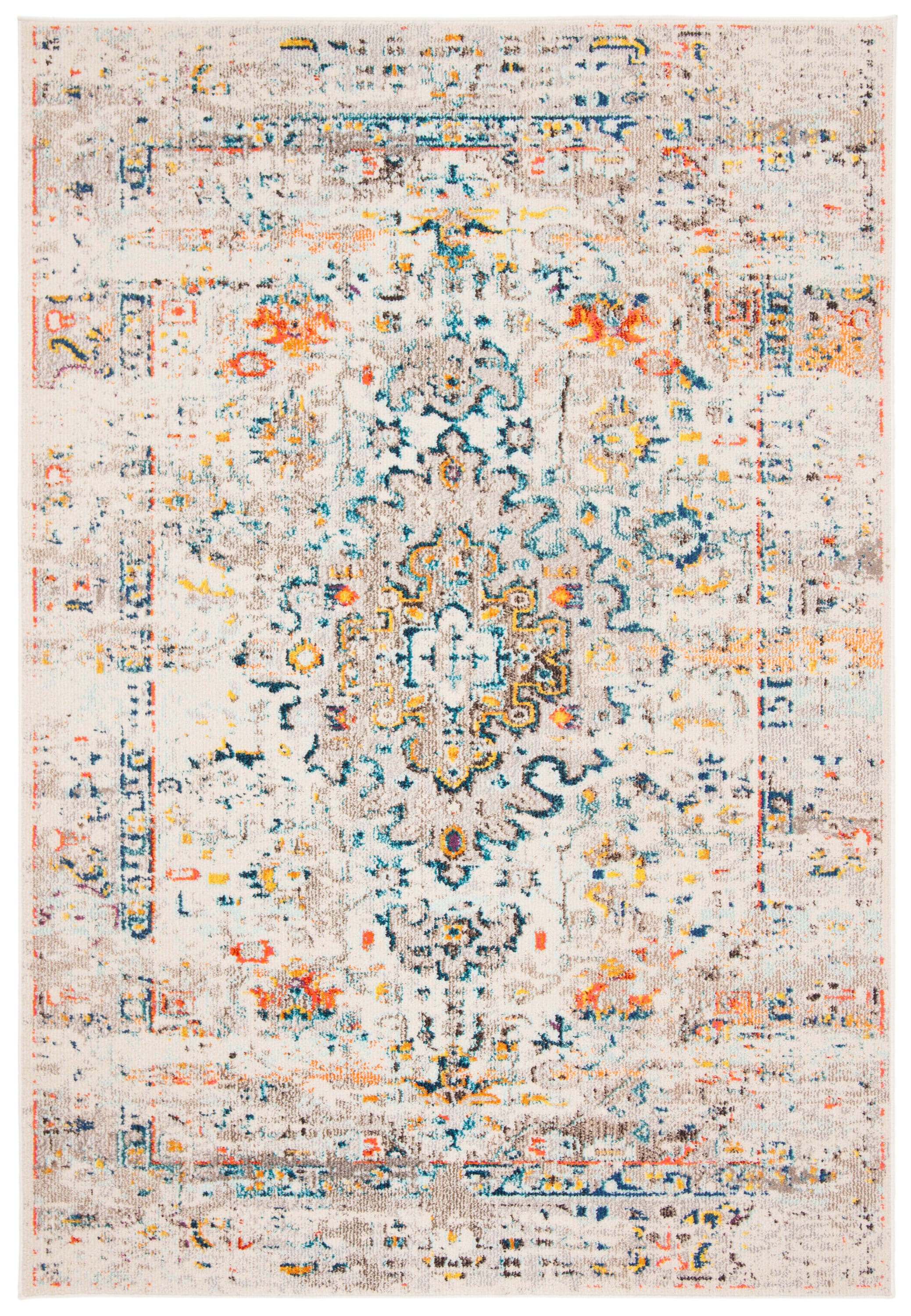 Safavieh MAD474B-6 Madison 6 x 9 (ft) Loomed Polypropylene Cream/Blue Rectangular Indoor Distressed/Overdyed Vintage Area rug