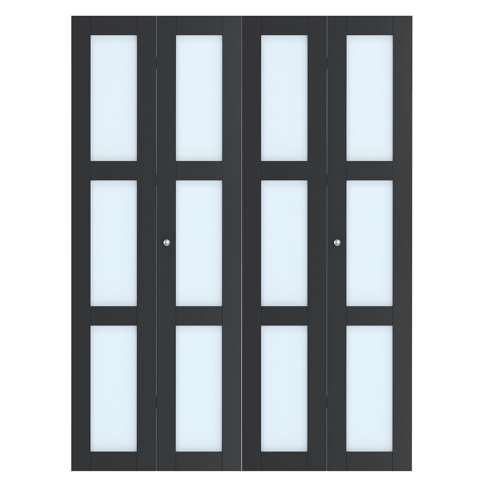 Fredbeck 64-in x 80-in Black 3-panel Frosted Glass Smooth Solid Core Finished MDF Wood Double Closet Bifold Door ( Hardware Included )