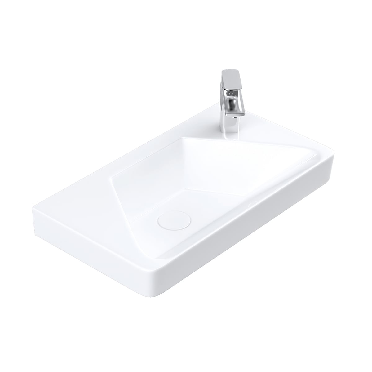 WS Bath Collections LUXURY 49L WG Luxury Ceramic Wall-mount Rectangular Modern Glossy White Bathroom Sink ( 19.3-Inches x 11-Inches )