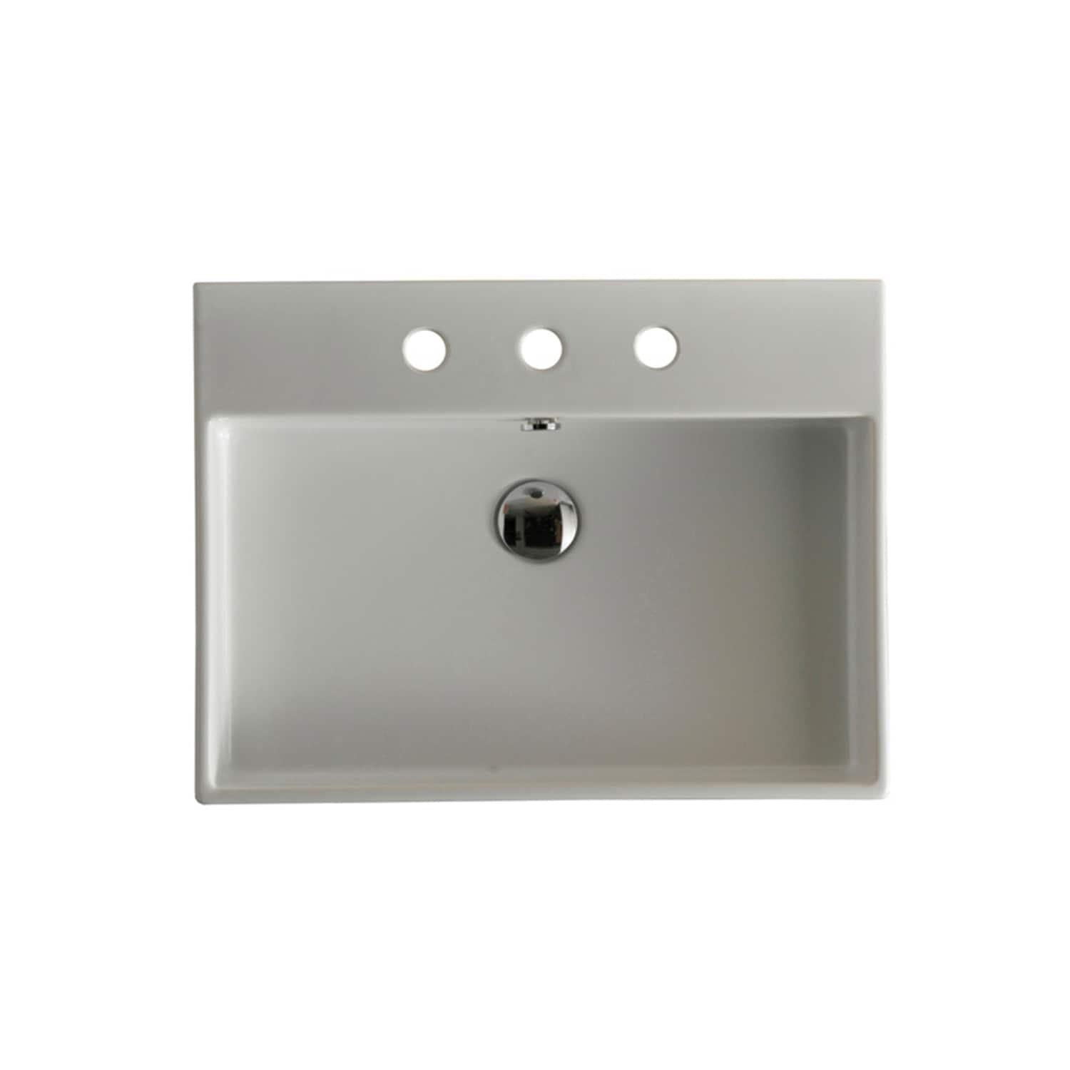 WS Bath Collections UNLIMITED 60.03 Unlimited Ceramic Wall-mount Rectangular Modern Ceramic white Bathroom Sink ( 23.6-Inches x 17.7-Inches )