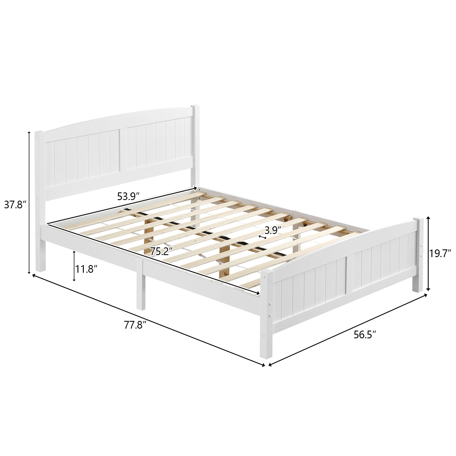 Winado White Full Wood Bed Frame in the Beds department at Lowes.com