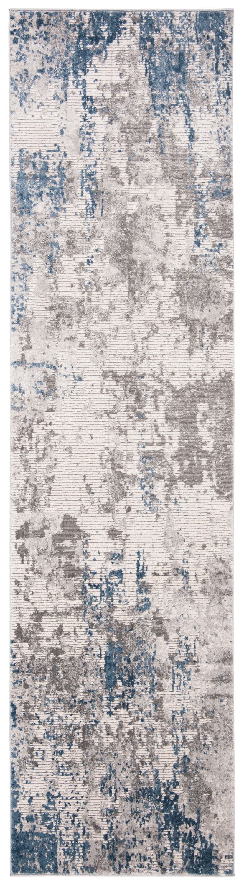 Blue and Gray Abstract Non-slip Synthetic Area Rug