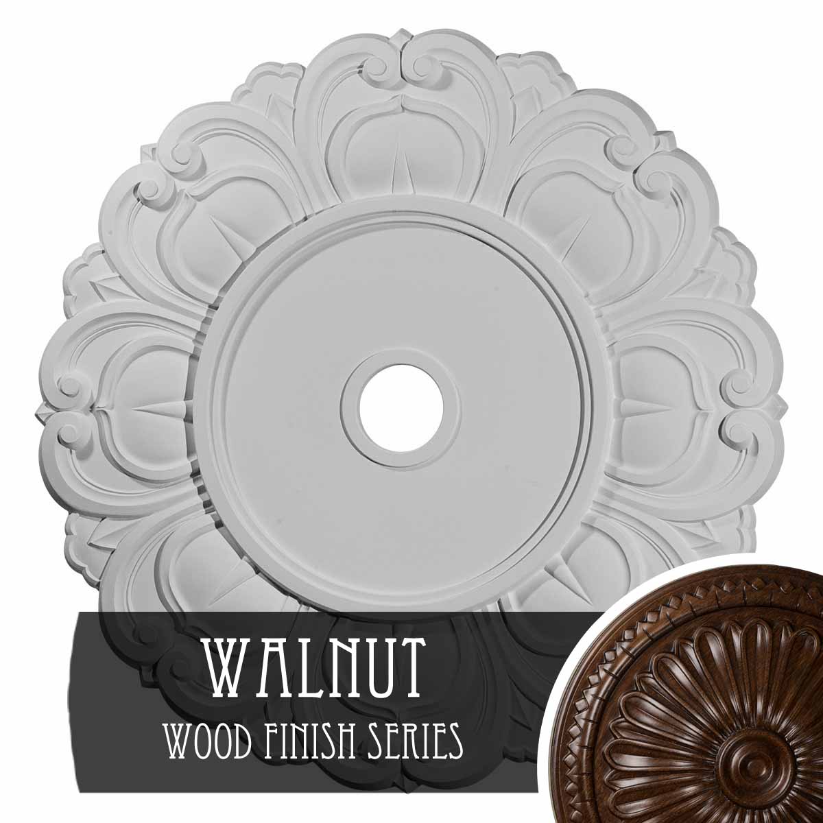 Ekena Millwork CM32ANWAS Angel 32.25-in W x 32.25-in L Walnut Polyurethane Ceiling Medallion
