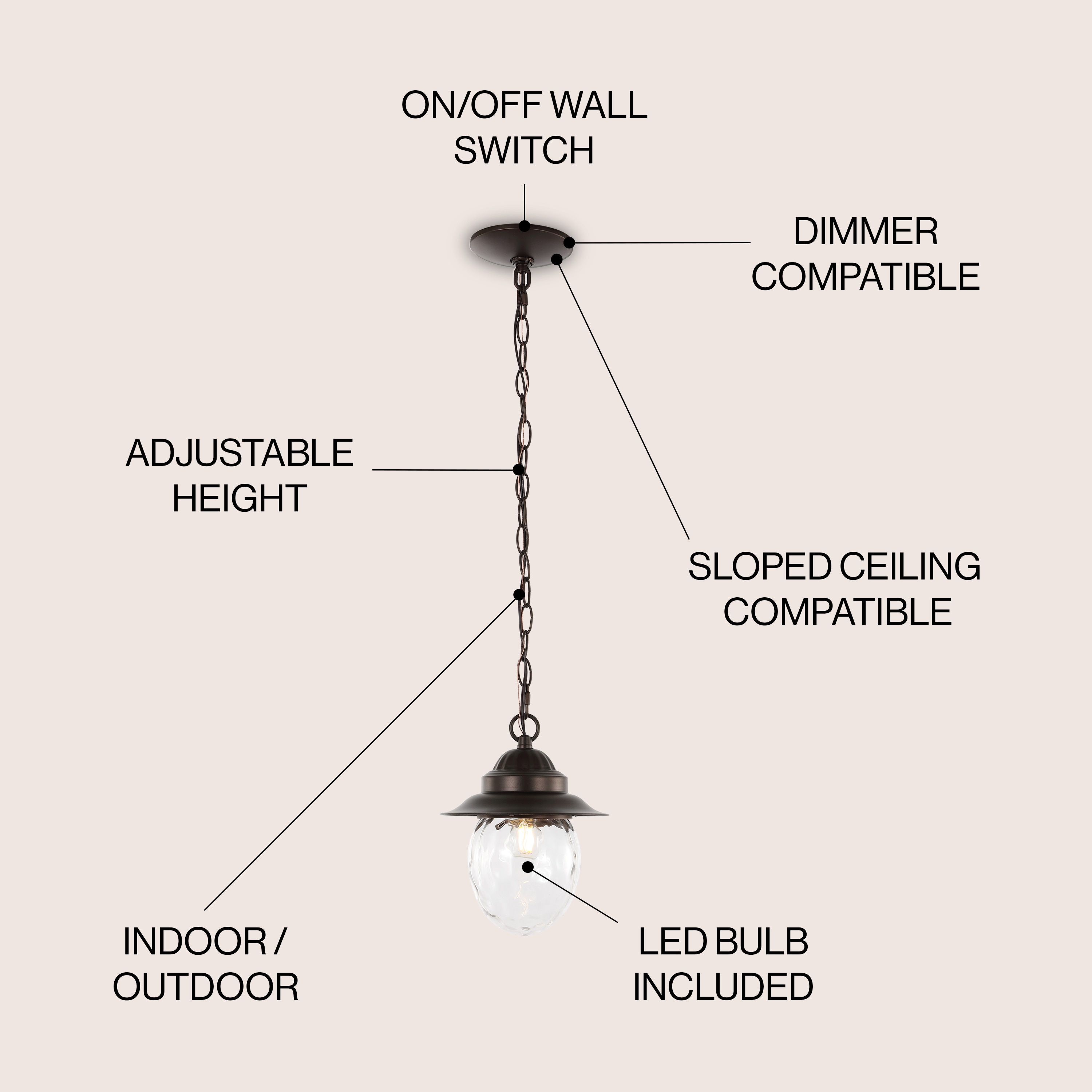 Manteo 8.25" Oil-Rubbed Bronze Glass LED Pendant Light