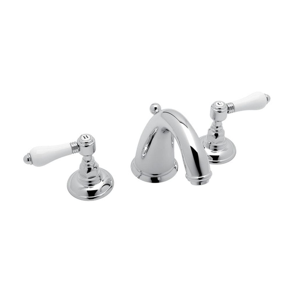Rohl A2108LPAPC-2 San Julio Polished Chrome Widespread 2-handle WaterSense Mid-arc Residential Handle Bathroom Sink Faucet with Drain