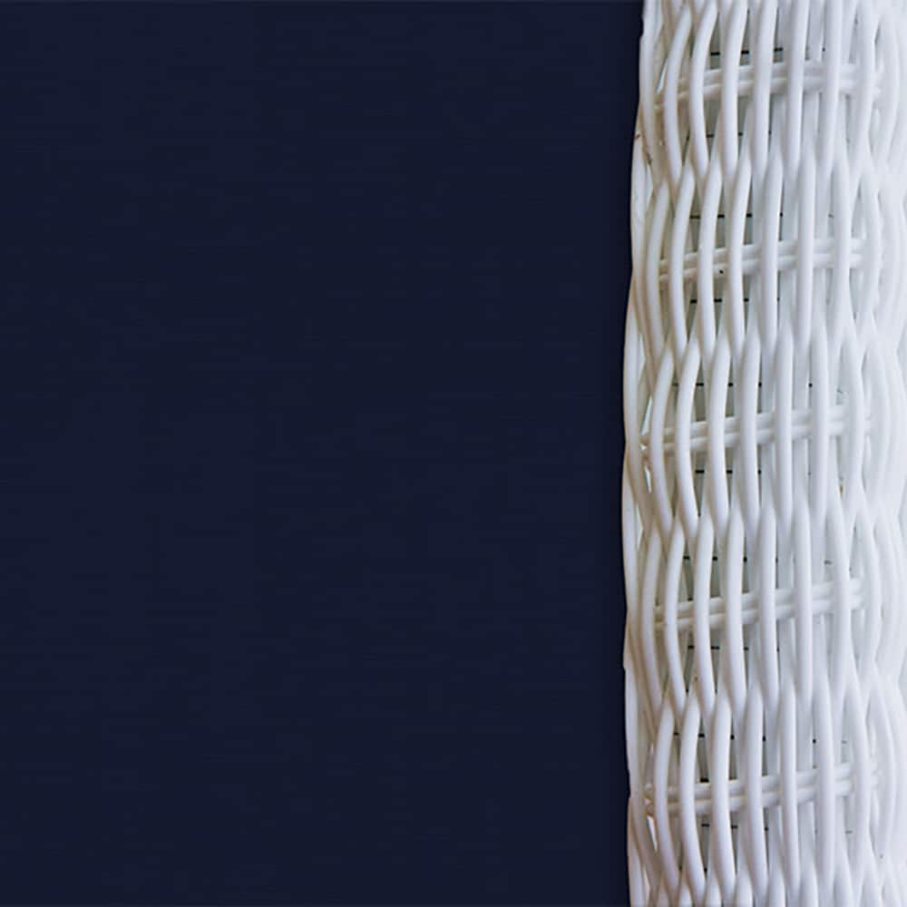 Rio Vista White and Navy Blue Resin Wicker Swivel Glider Chair