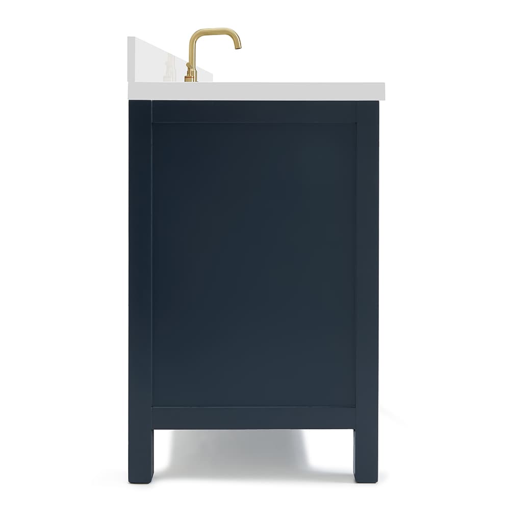 Midnight Blue Hardwood Freestanding Vanity with Quartz Top