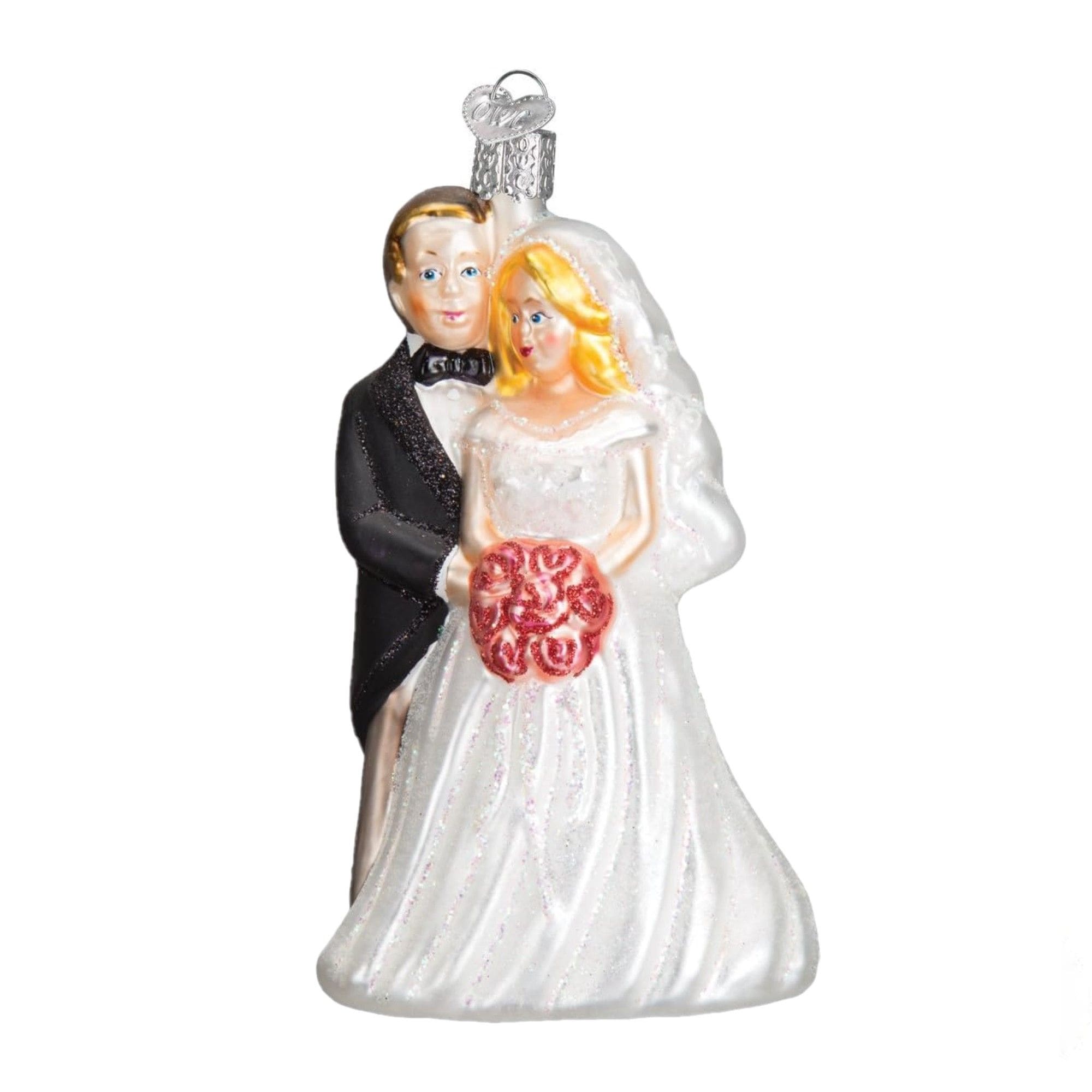 Old World Christmas 729343101631 Blown Glass Ornament for Christmas Tree - Bride and Groom