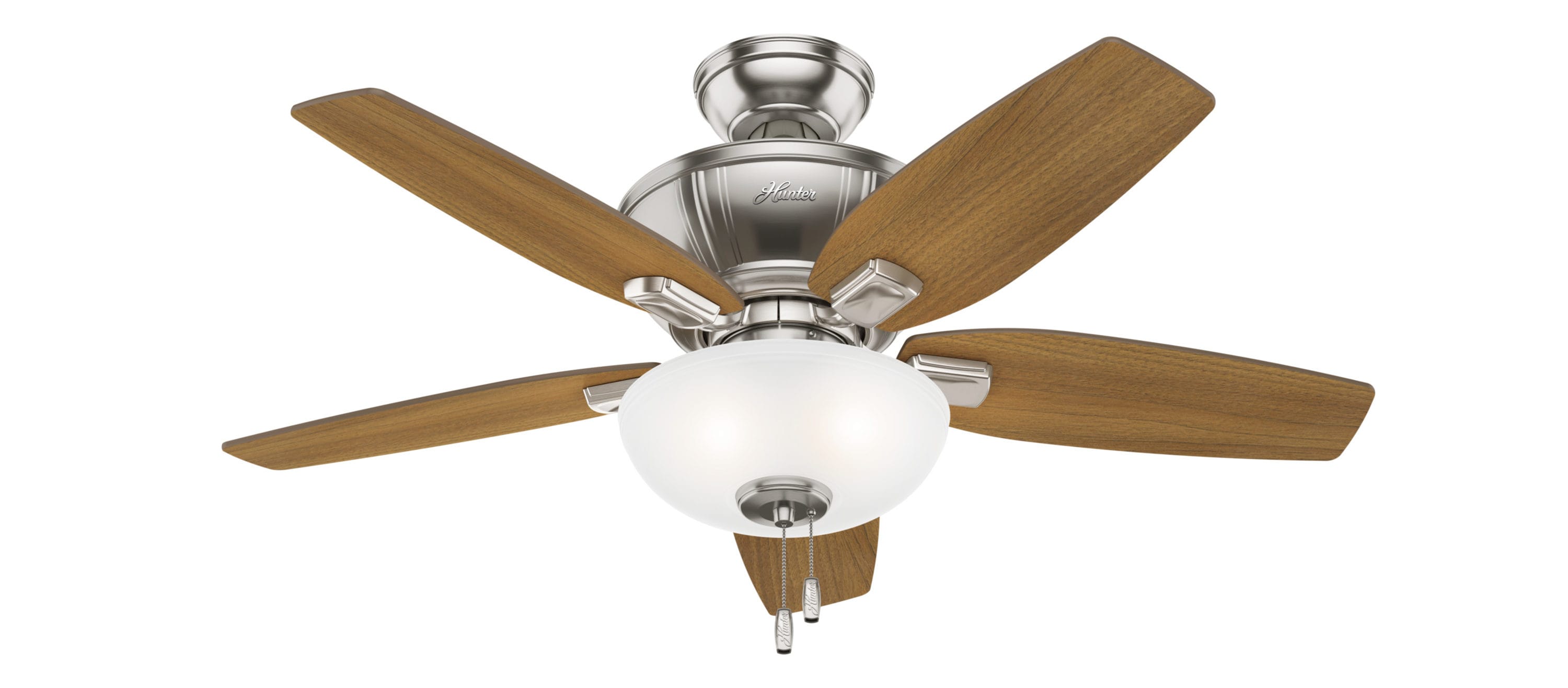Hunter 51102 Kenbridge 42-in Brushed Nickel Indoor Downrod or Flush Mount Ceiling Fan with Light (5-Blade)
