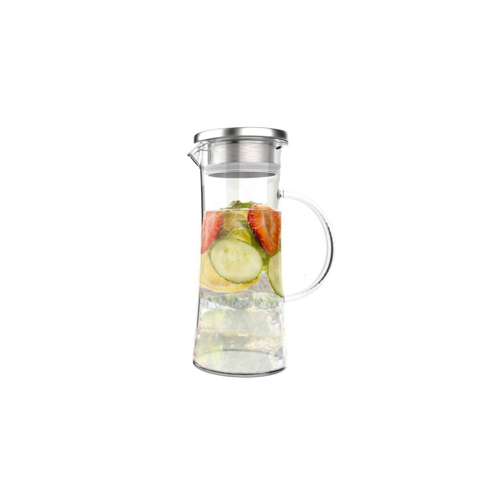 Yirilan Glass Pitcher Water Pitcher with Lid Heat Resistant Water Glass Jug