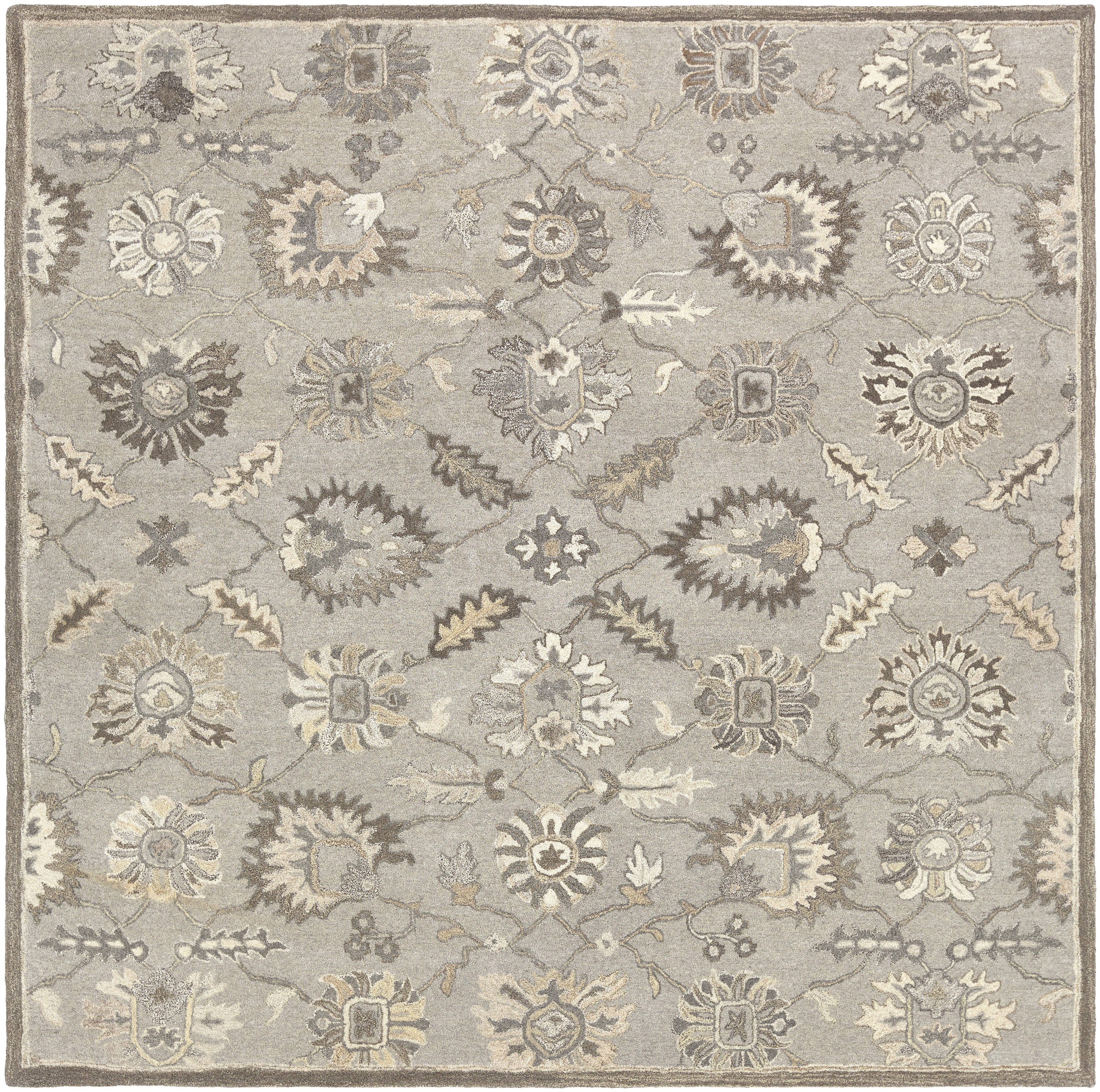 Surya CAE1198-8SQ Caesar 8 X 8 (ft) Wool Gray Square Indoor Medallion Oriental Area Rug