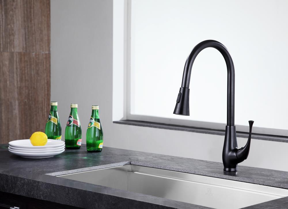 ANZZI Meadow Oil Rubbed Bronze 1-Handle Deck-Mount Pull-Out Handle Kitchen Faucet