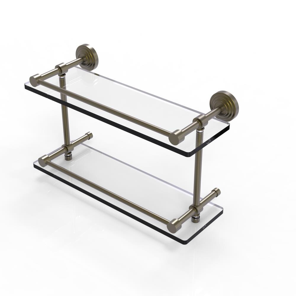 Allied Brass WP-2/16-GAL-ABR Waverly Place Antique Brass 2 -Tier Wall mount Bathroom Shelf ( 16-in x 8-in x 5-in )