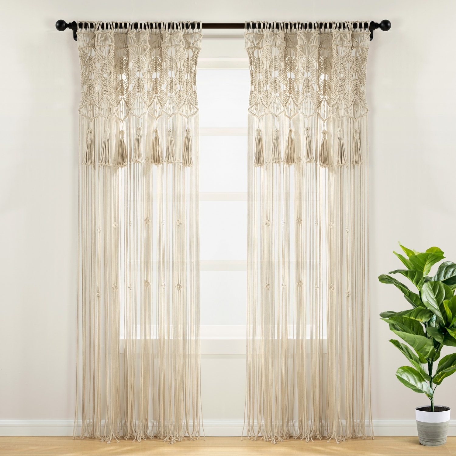 Lush Decor 21T011703 84-Inches Neutral Sheer Rod pocket Single curtain panel