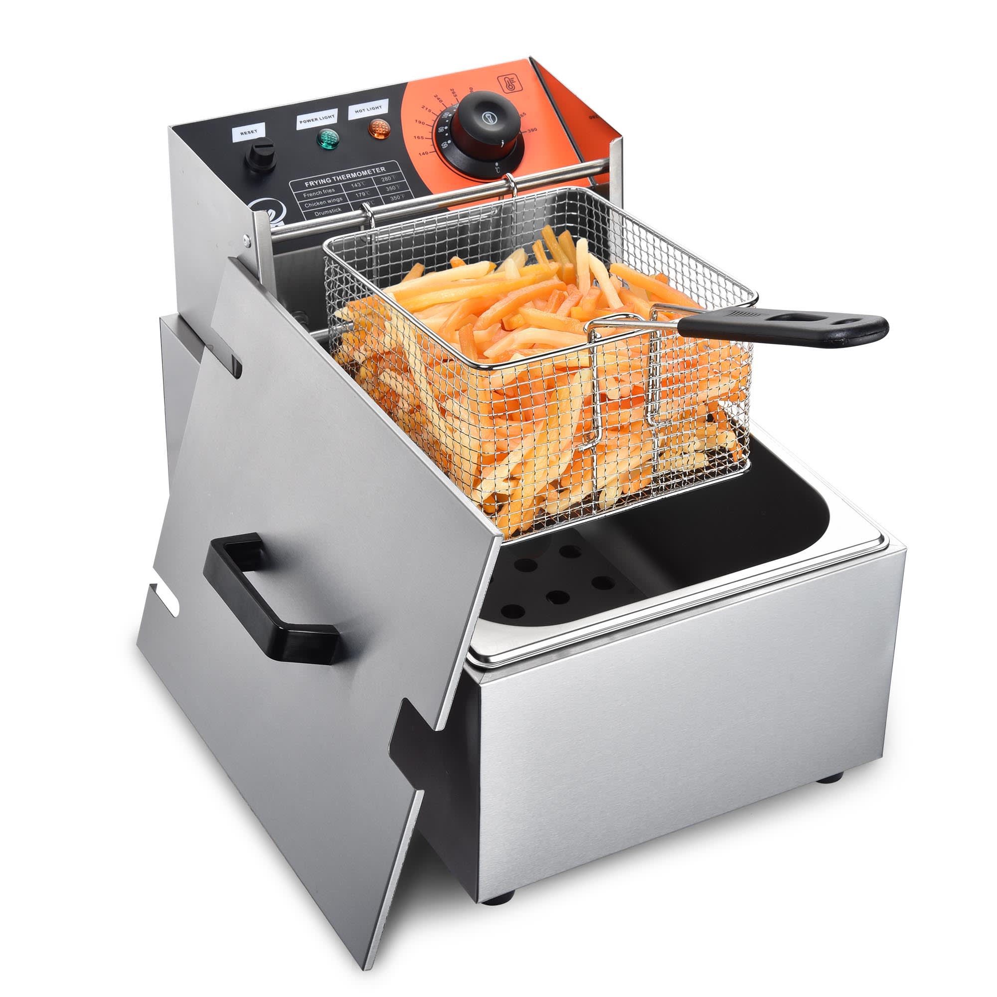 Yescom 26FRY002-S2500-LO WeChef 2500W 12L Commercial Electric Deep Fryer Single Tank Stainless Steel French Fry Restaurant