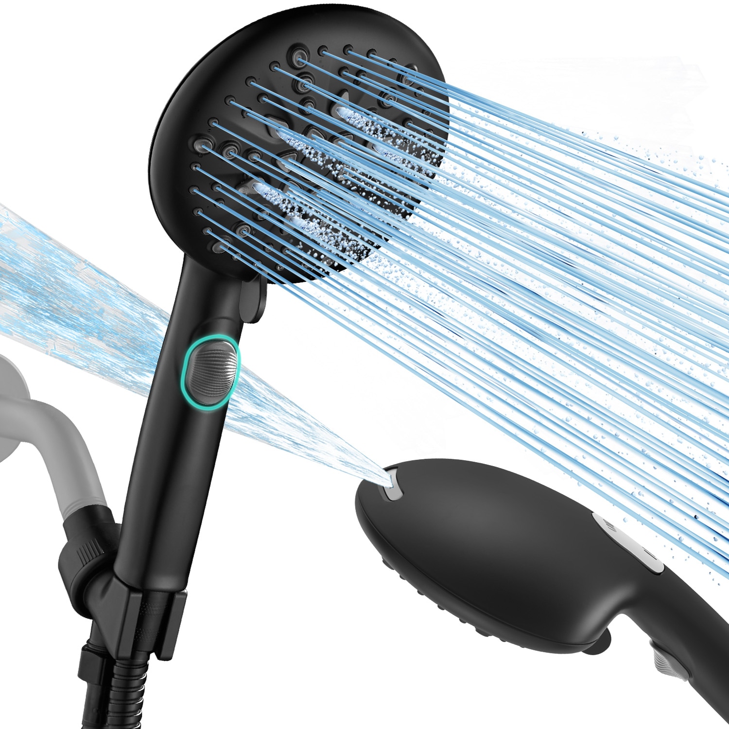 Cobbe Black Round Handheld Shower Head 1.8-GPM (6.8-LPM) in the Shower ...