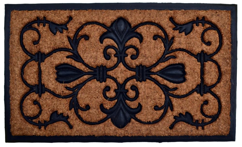 Imports Decor 710RBCM Brown and Black Coir/Rubber Rectangular Outdoor Decorative Novelty Door Mat