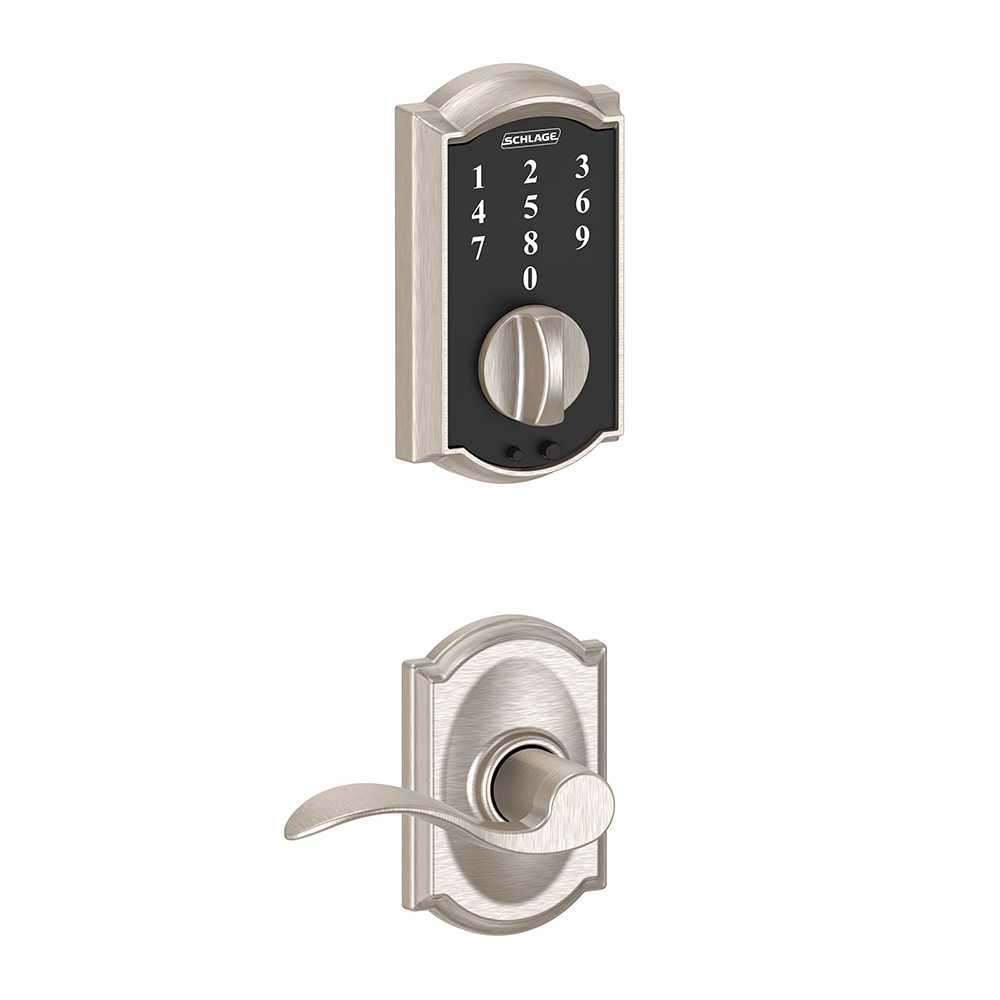 Schlage Touch Camelot Satin Nickel Electronic Deadbolt Lighted Keypad  Touchscreen in the Electronic Door Locks department at