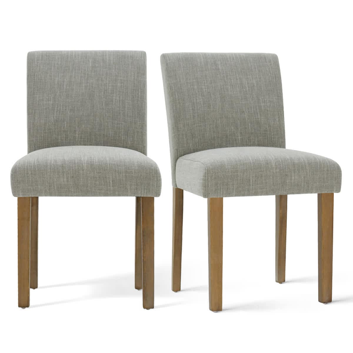 Maison Boucle NORTH-2PCS GREY Set of 2 Gray Upholstered Dining Chairs with Wood Legs and Padded Seat for Kitchen or Dining Room