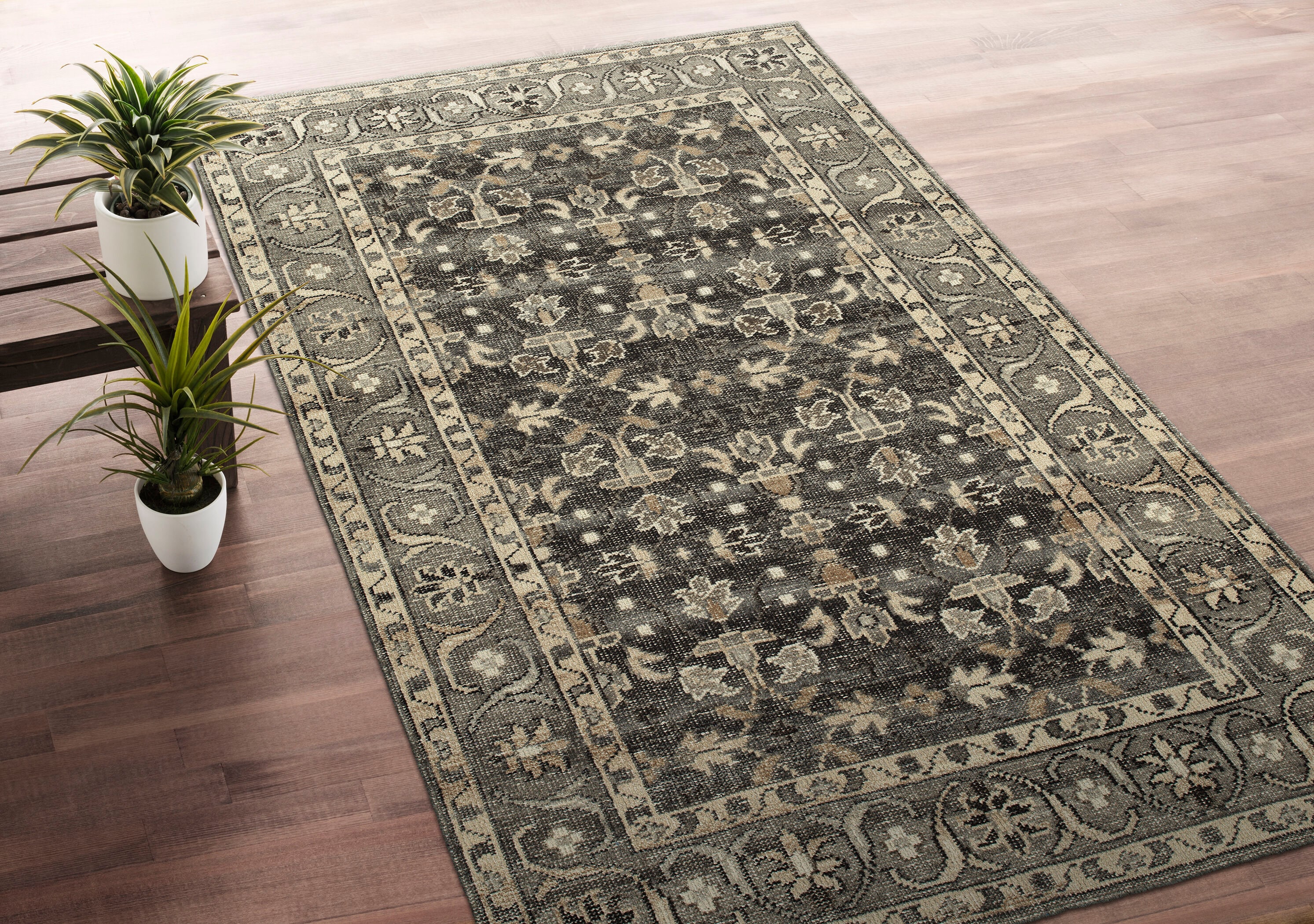 Project Source 6 x 8 Charcoal Indoor/Outdoor Solid Area Rug in the Rugs  department at