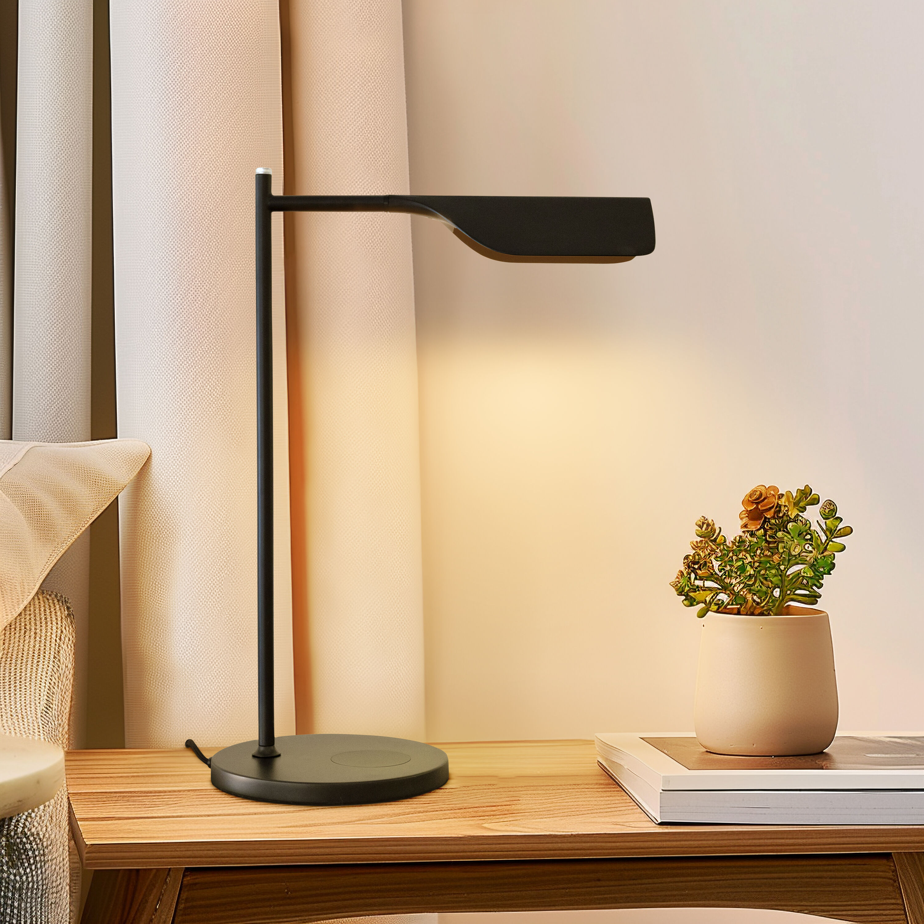 Brightech TL-LEAF-BLK 16-in Adjustable Classic Black Touch Swing-arm Desk Lamp with Metal Shade
