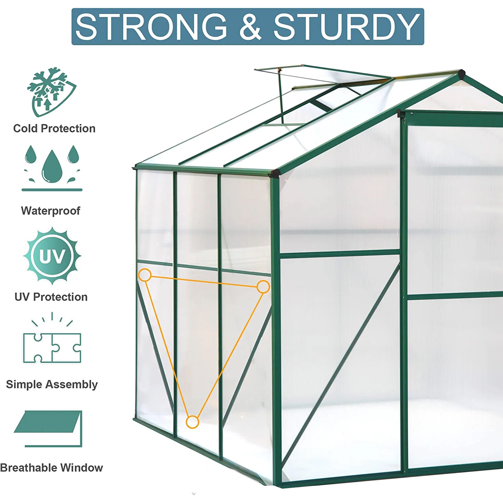 Gaierptone 99.8-in L x 74.8-in W x 78.74-in H Green Greenhouse at Lowes.com