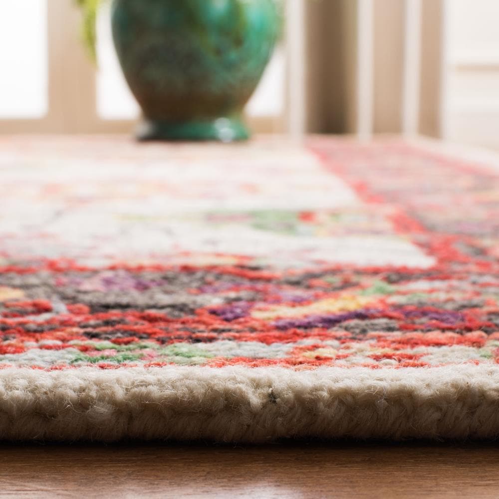 Trace TRC524 Hand Tufted Area Rug - Ivory/Red - 6'x6' - Safavieh.