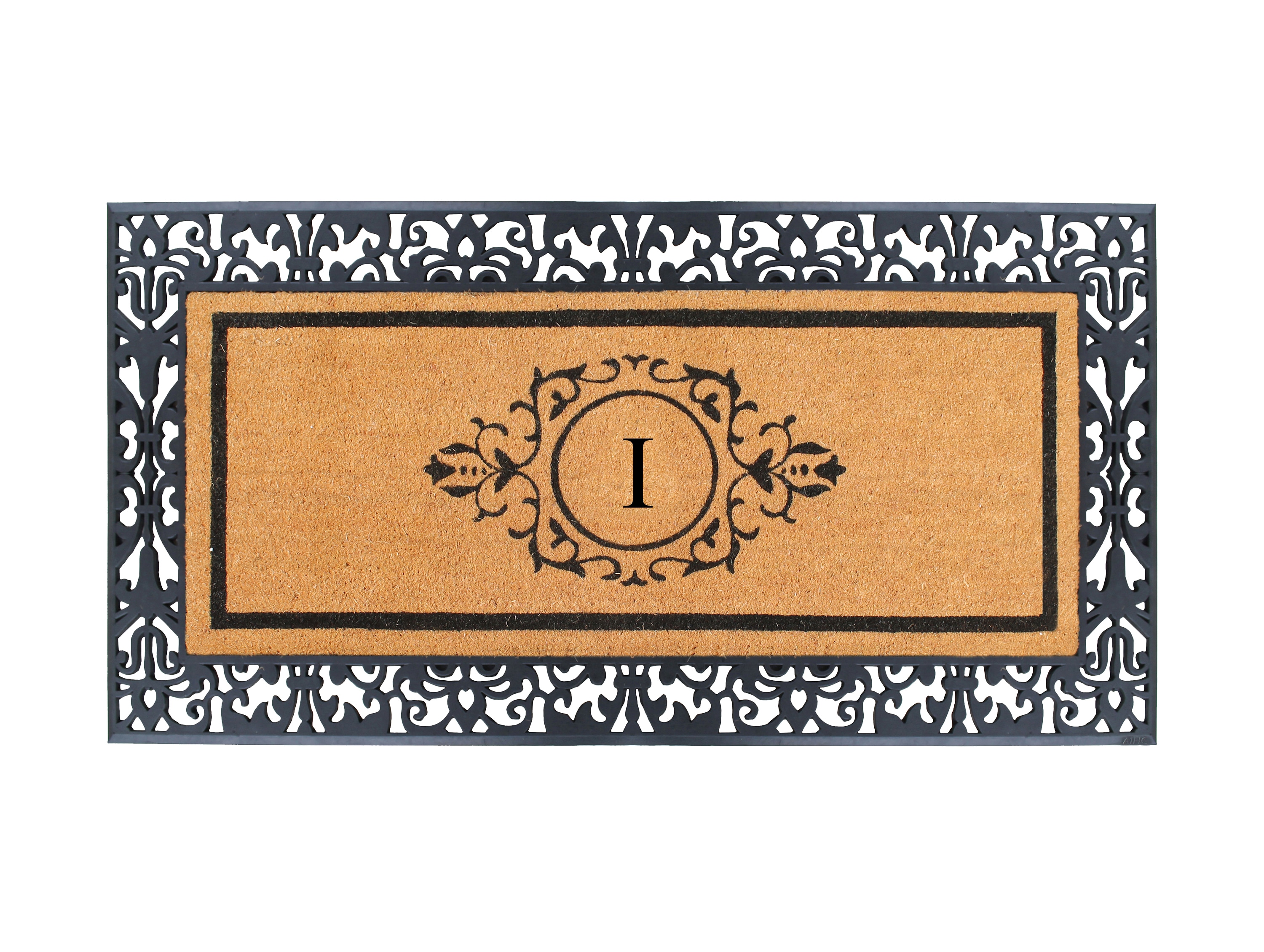 A1 Home Collections Natural Coir Doormat for Outside Entrance Anti-Shed Treated Front Door Mat 30 in x 60 in Monogrammed
