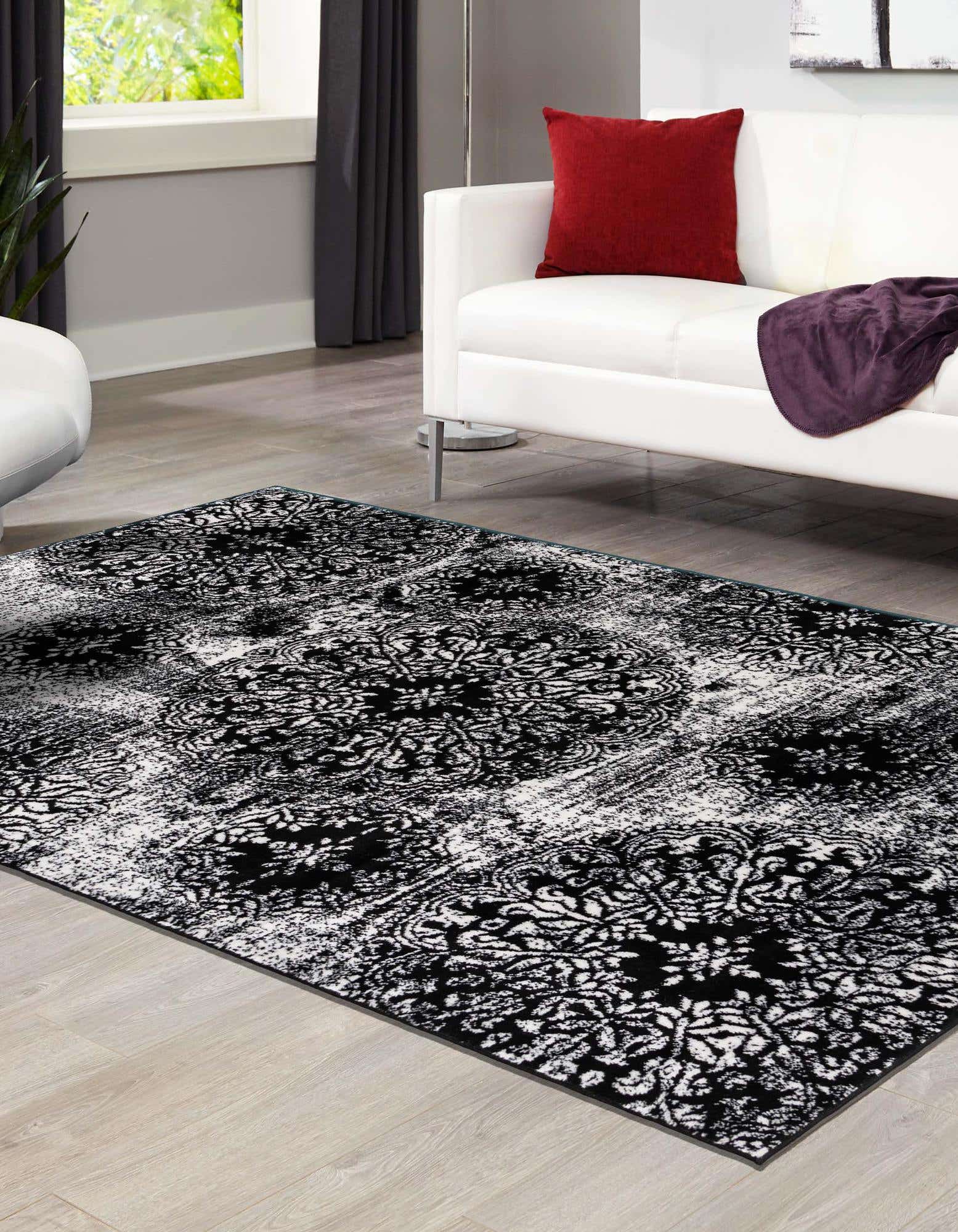 Unique Loom 3141647 Sofia 2 x 3 (ft) Loomed Polypropylene Black Rectangular Indoor Floral Bohemian/Eclectic Area rug