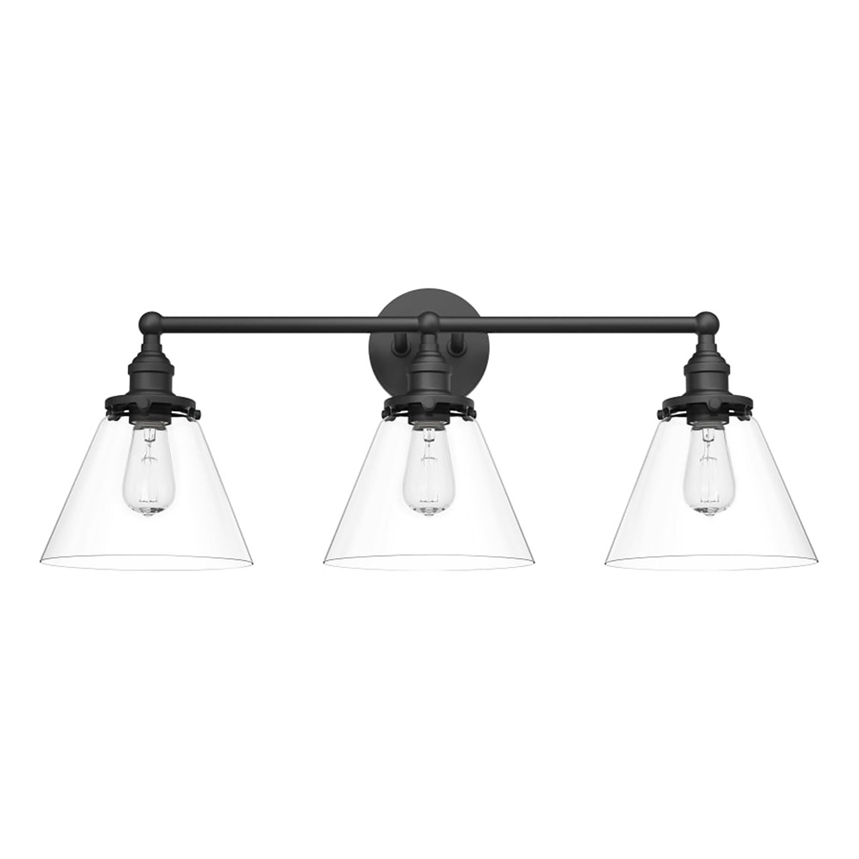 Signature Hardware 482609 Barwell 24-in 3-Light Matte Black Contemporary/Modern Vanity Light