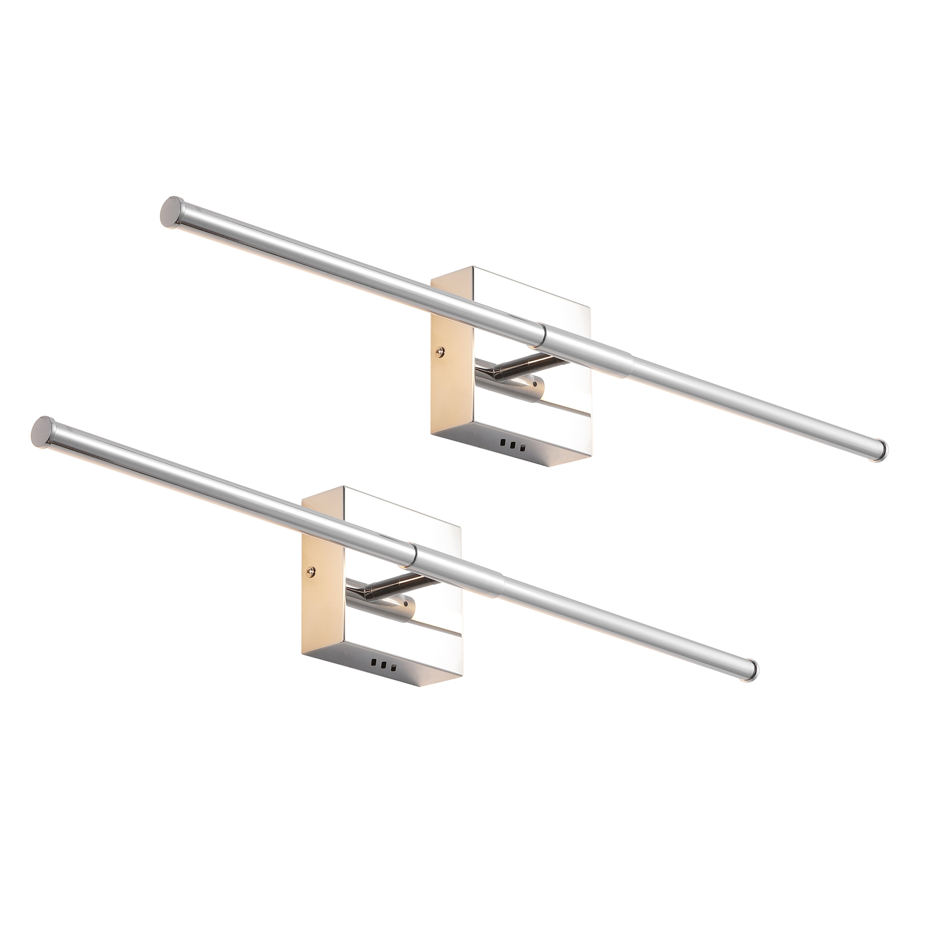 JONATHAN  Y JYL7022A-SET2 Makena Metal Dimmable Integrated Minimalist 28-in W 2 -Light Polished Gray Integrated LED Wall Sconce