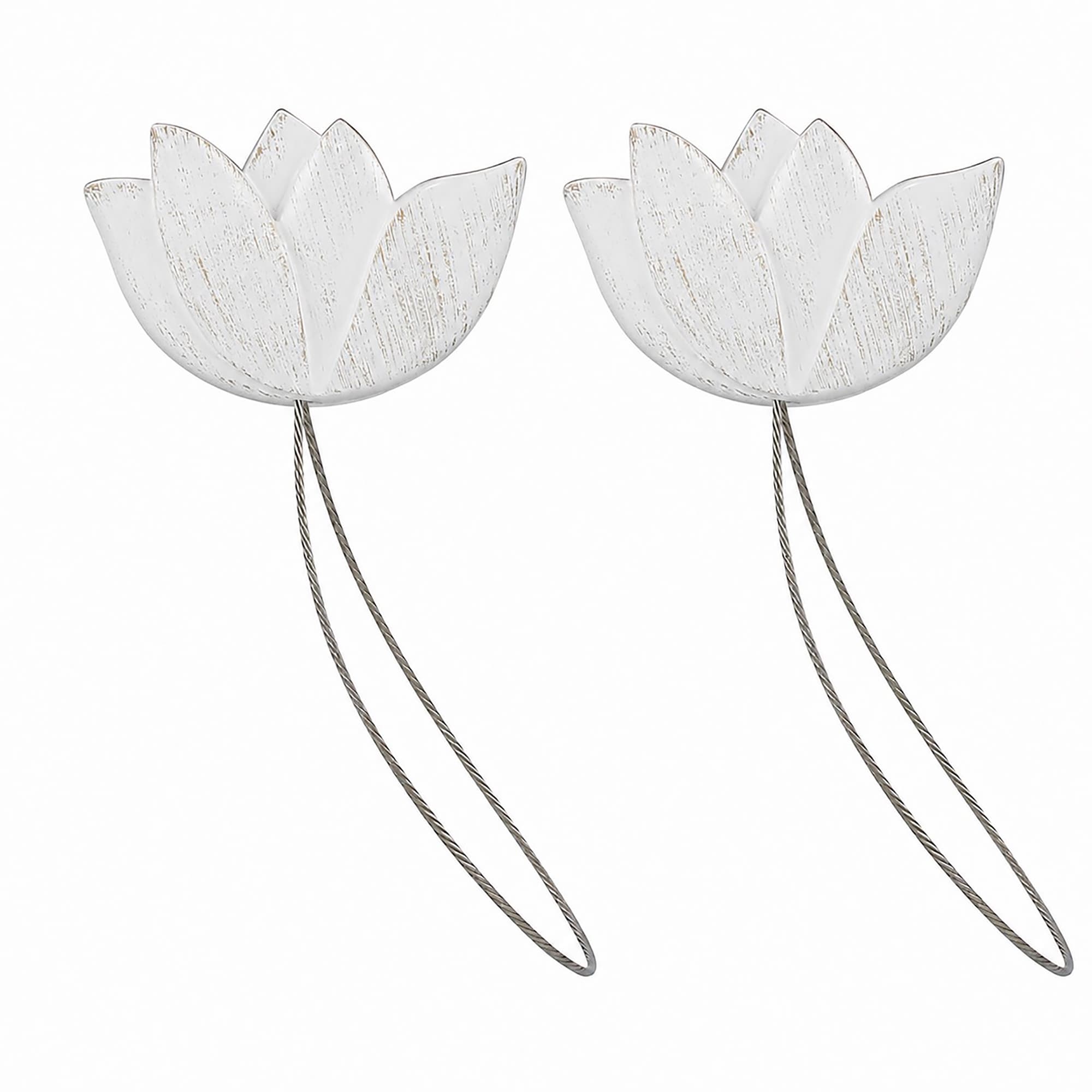 EVIDECO FRENCH HOME GOODS - 11.8-in Set of 2 Magnetic Tulip Curtain Tiebacks - Elegant Resin Desi...