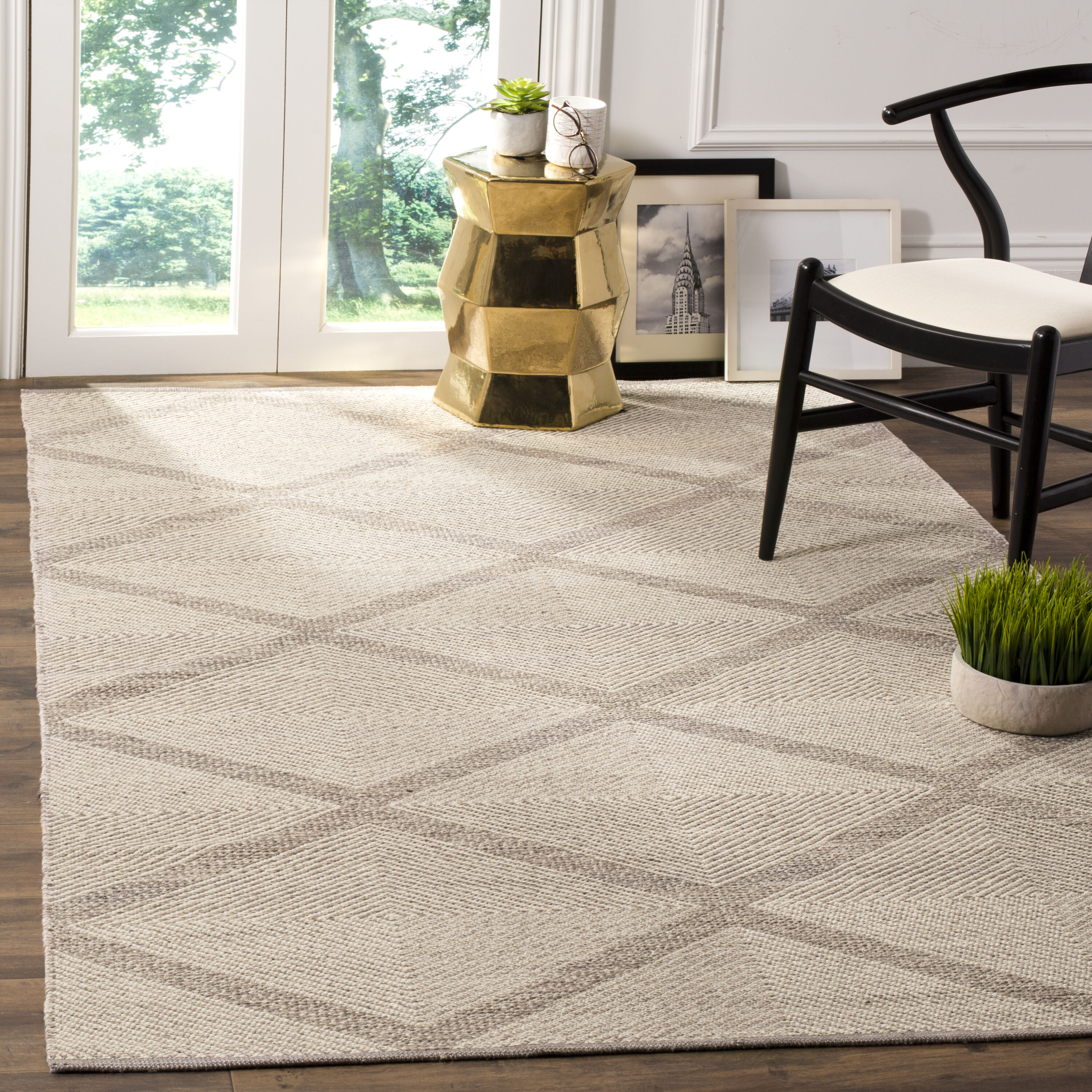 Safavieh MTK821A-6 Montauk Dume 6 x 9 (ft) Cotton Gray Rectangular Indoor Trellis Farmhouse/Cottage Area rug