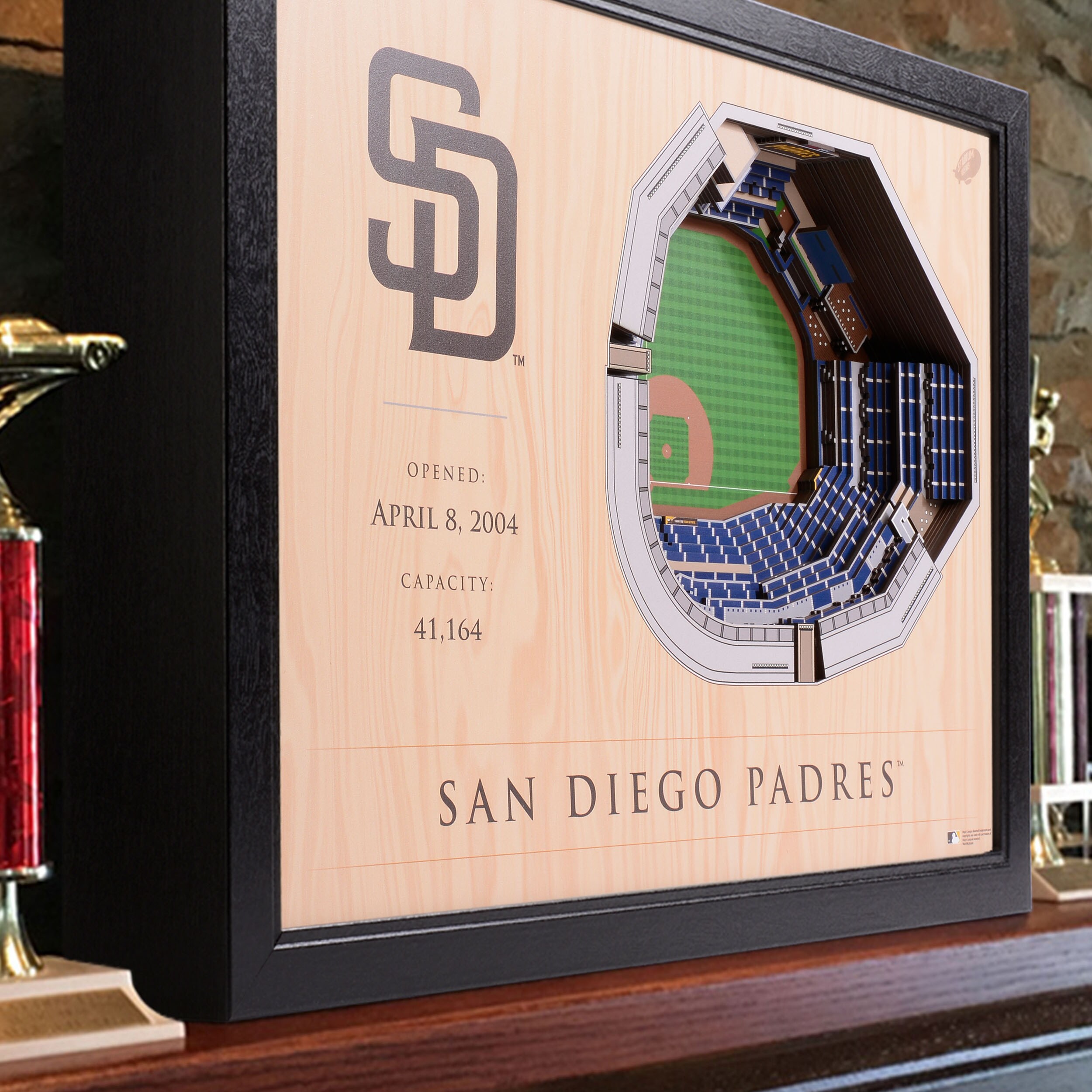 StadiumViews San Diego Padres Youthefan Brown Floater Frame 19.5-in H x  25.5-in W Sports 3D Art in the Wall Art department at