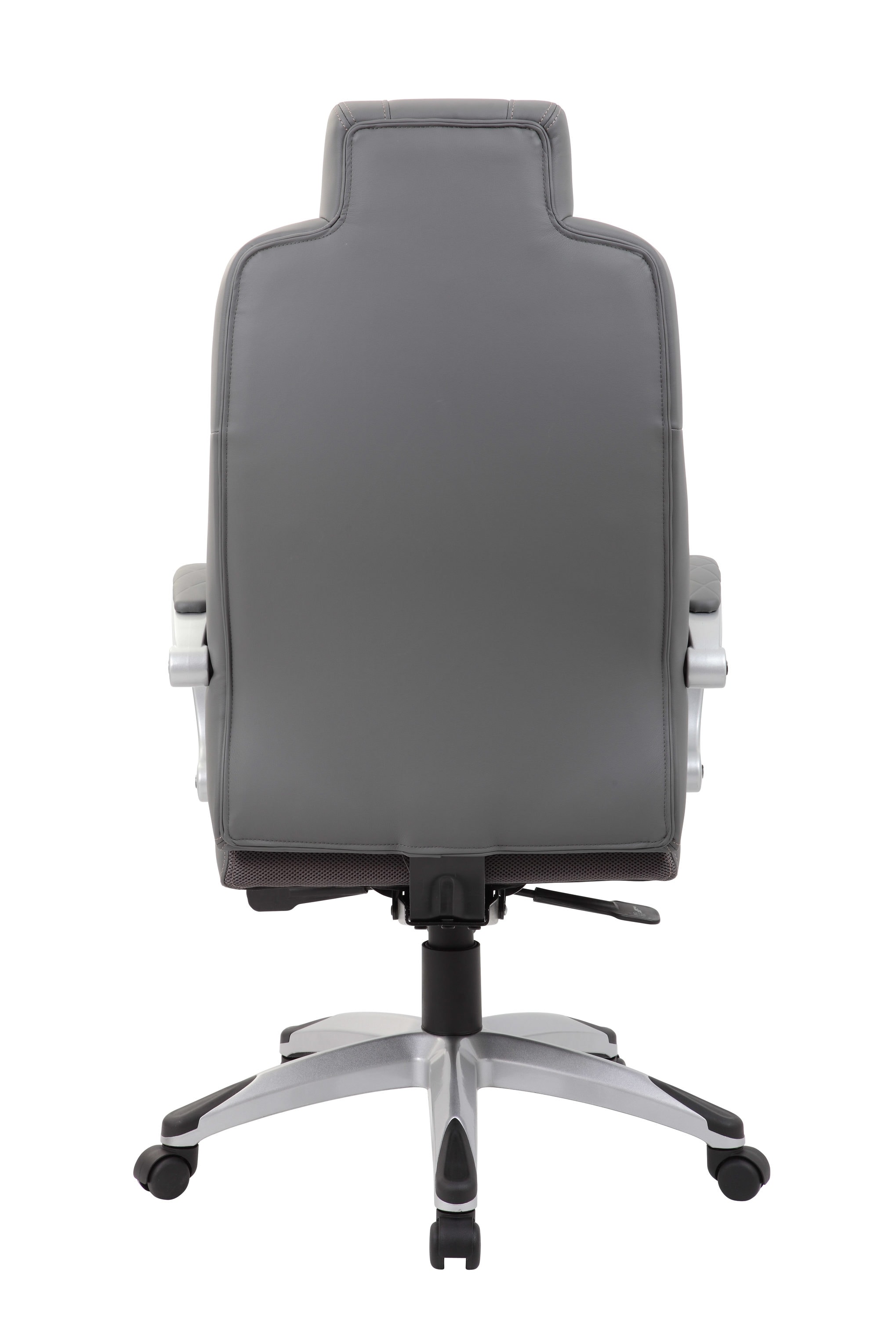 Executive Gray Leatherette High-Back Swivel Office Chair with Fixed Arms