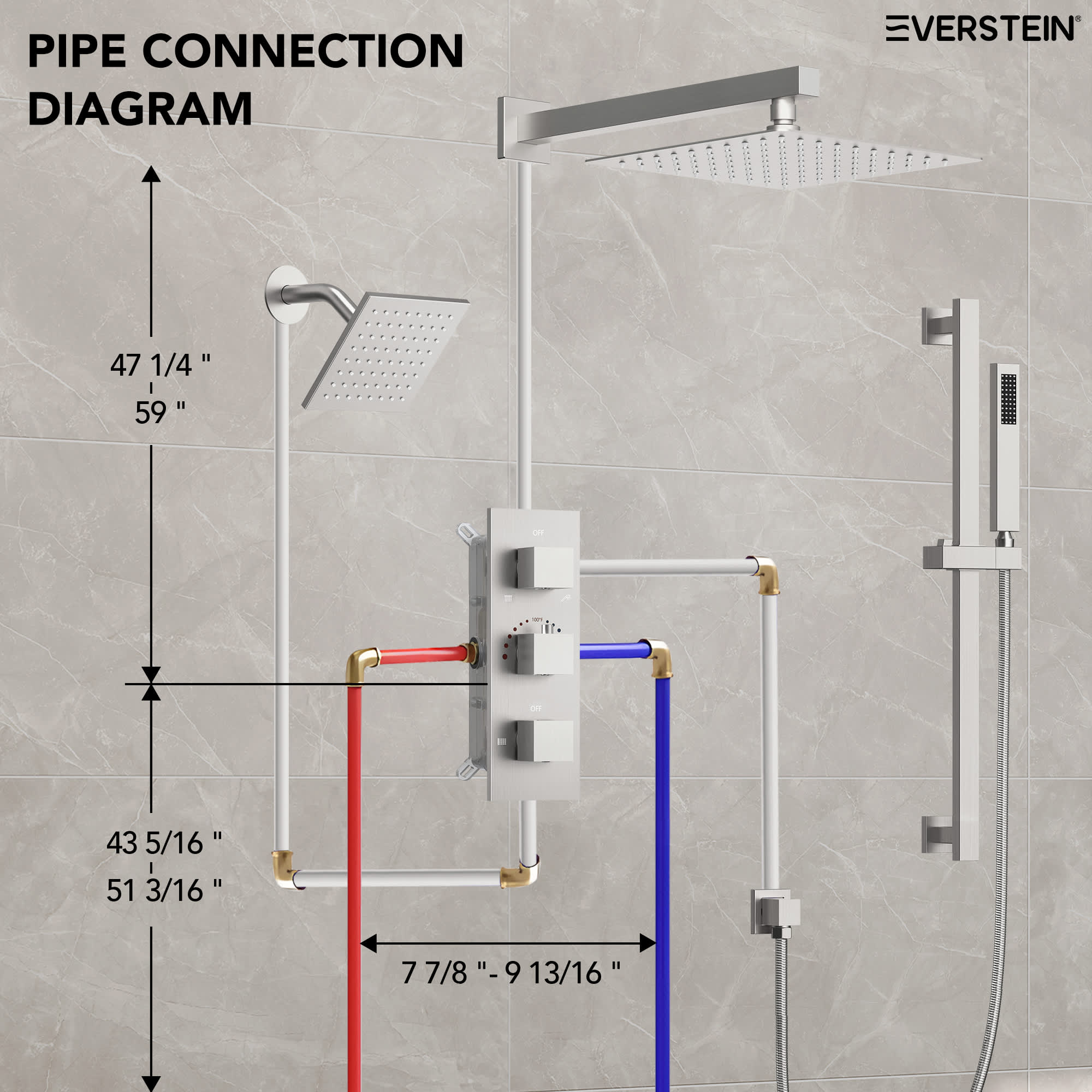 EVERSTEIN SFS-1016A-NK12 Showerhead-Bar-Panels - View #11
