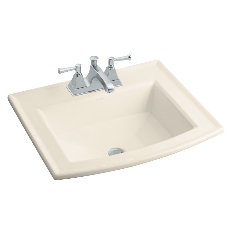 KOHLER 2356-4-47 Archer Almond Drop-In Rectangular Bathroom Sink (22.625-in x 19.4375-in)