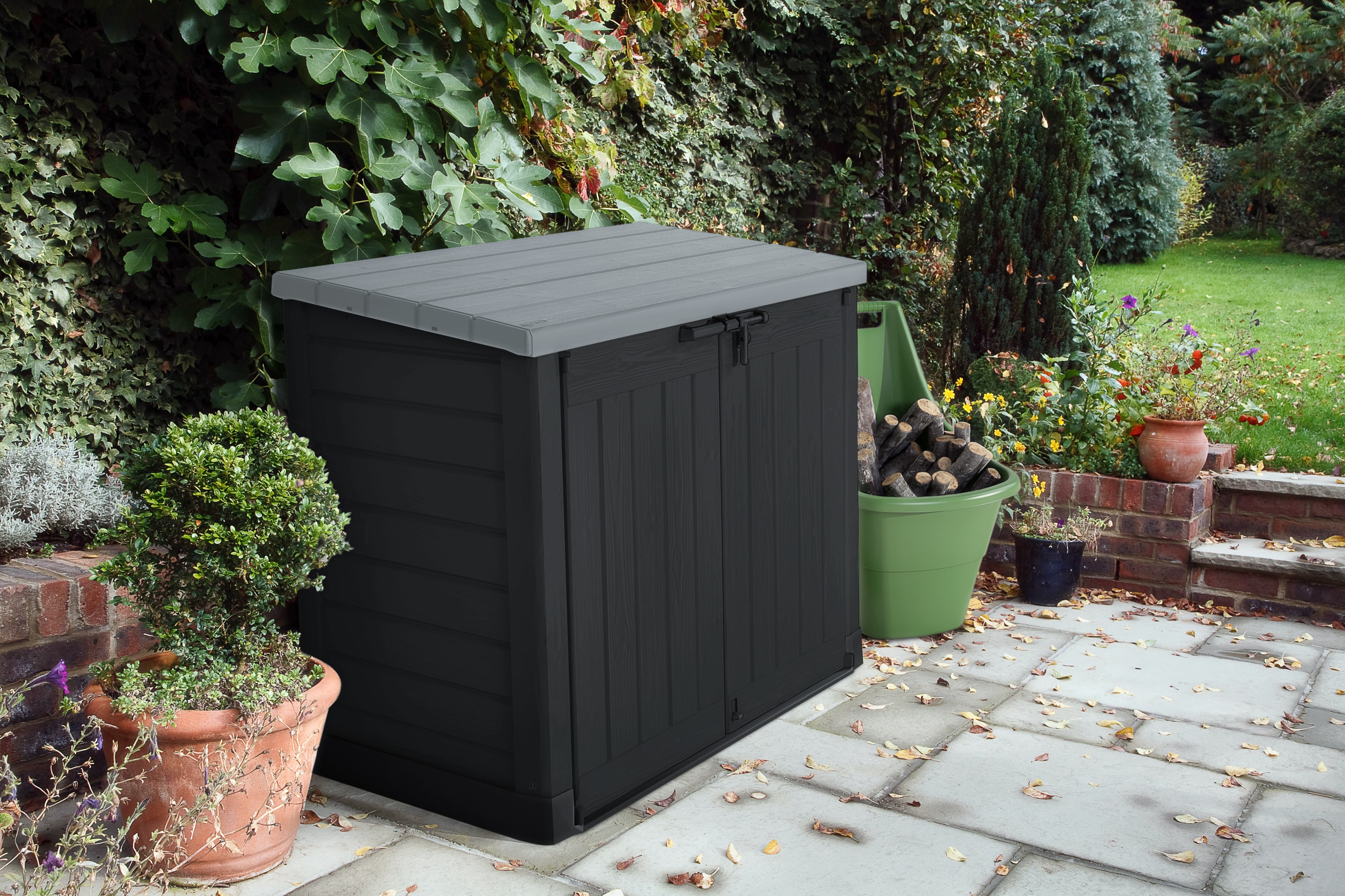 Keter Store-It-Out Max 5 x 3 FT Horizontal Garbage Storage Bin Shed with  Lockable Weather-resistant Lid & Reviews
