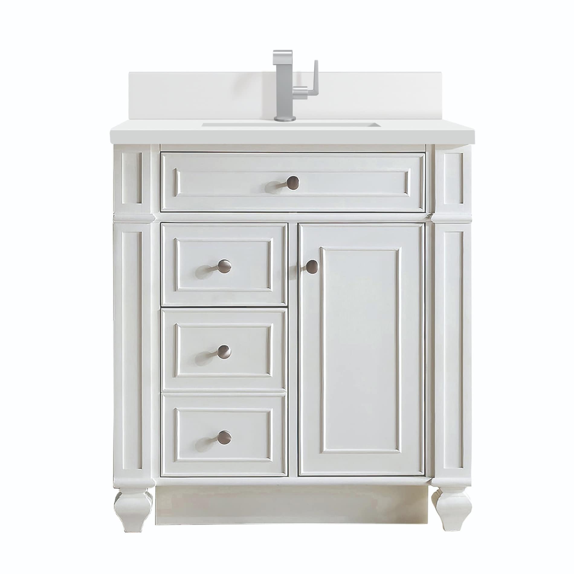 James Martin Vanities Bristol 30-in Bright White Bathroom Vanity with