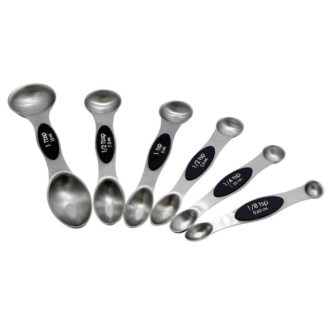 Magnetic Stainless Steel Measuring Spoons - Set of 6 Metal Measurement  Spoon for Dry and Liquid Ingredients - BPA Free Teaspoon and Tablespoon for