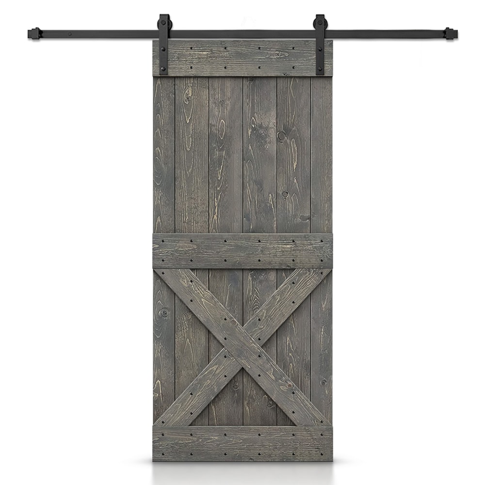 CALHOME 22-in x 84-in Weather Gray Knotty Pine Wood Solid Core Barn ...