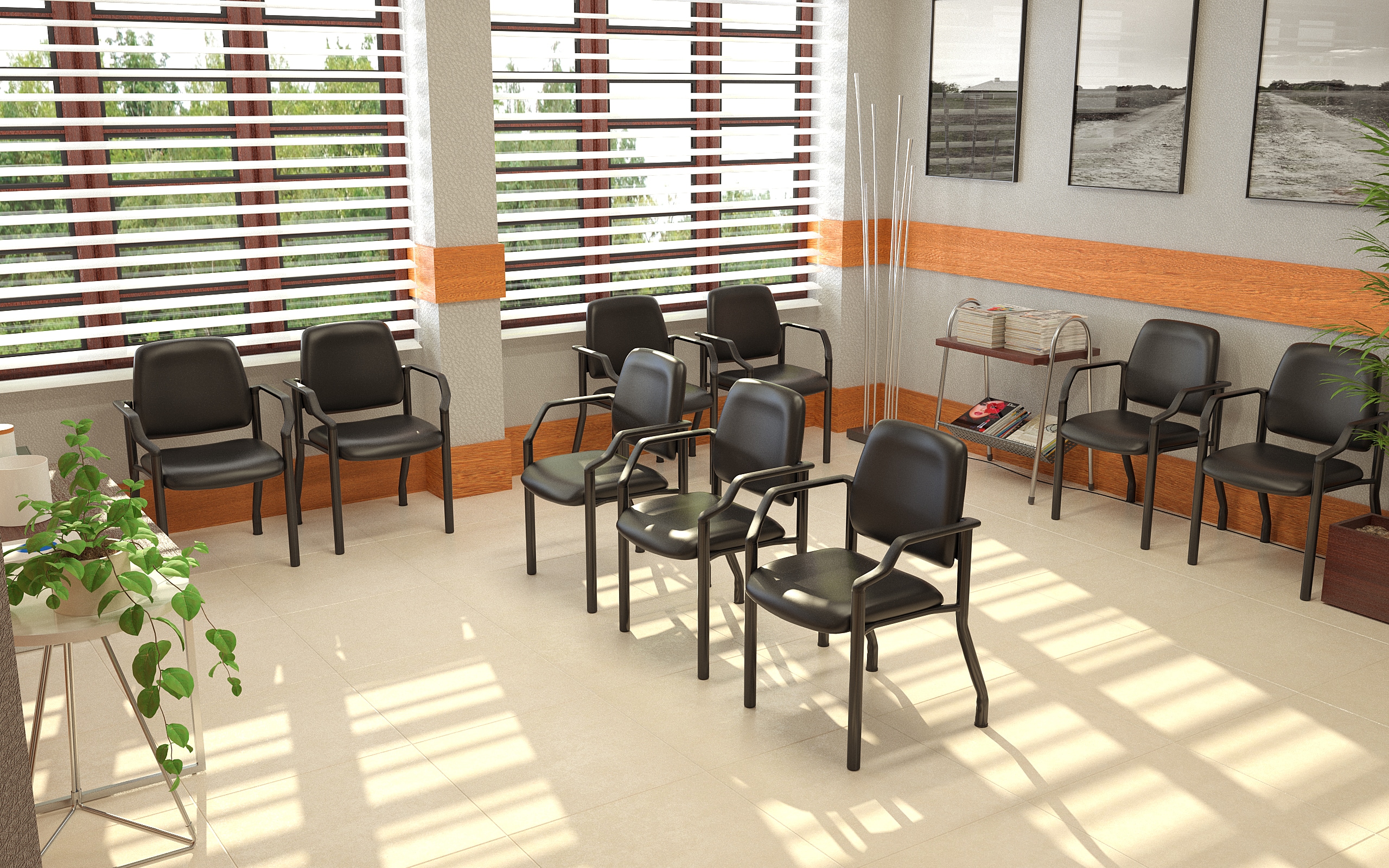 Black Mesh and Vinyl Mid-Back Guest Chair with Metal Frame