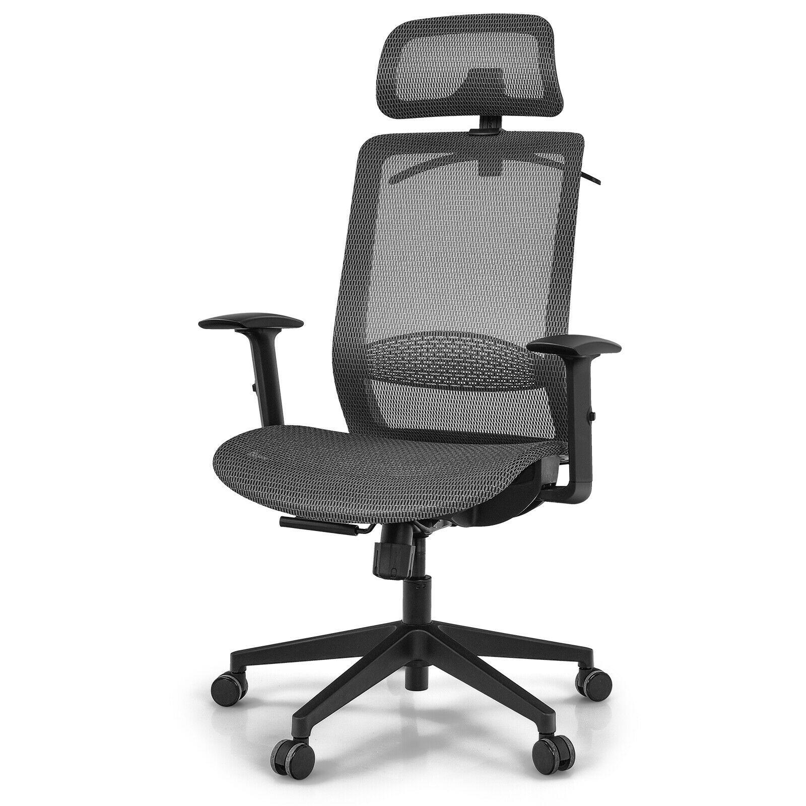 Slickblue D-CO-RG02101BC Black Mesh High Back 18 Inch to 22.5 Inch Adjustable Height Swivel Seat  Metal Frame Office Chair for Home Office or Study