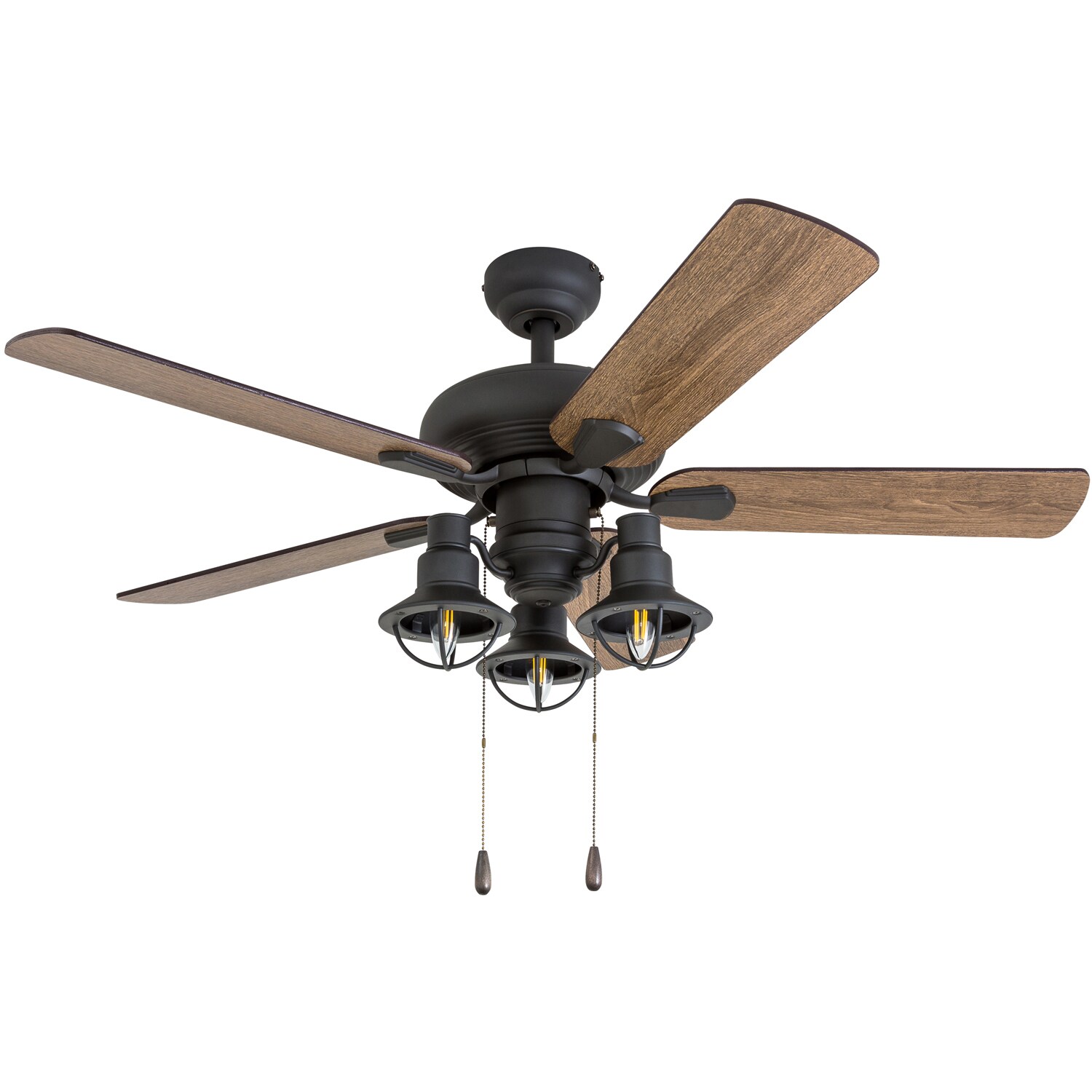 Piercy 42-Inch Bronze Ceiling Fan with LED Lantern Lights