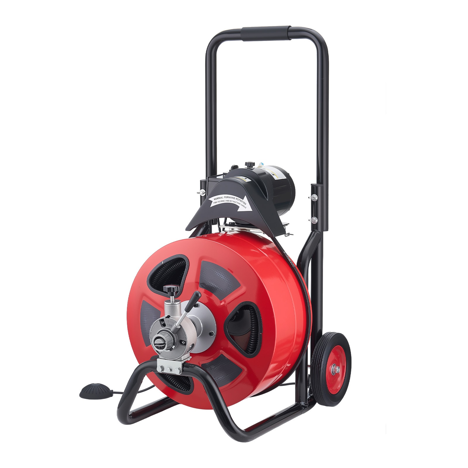 VEVOR Drain Cleaner Machine 100 FT x 3/4 Inch Auto Feed Sewer Snake Auger on Wheels Portable Drain Cleaning Machine with 4 Cutters and Air-activated Foot Switch for 4in to 8in Pipes