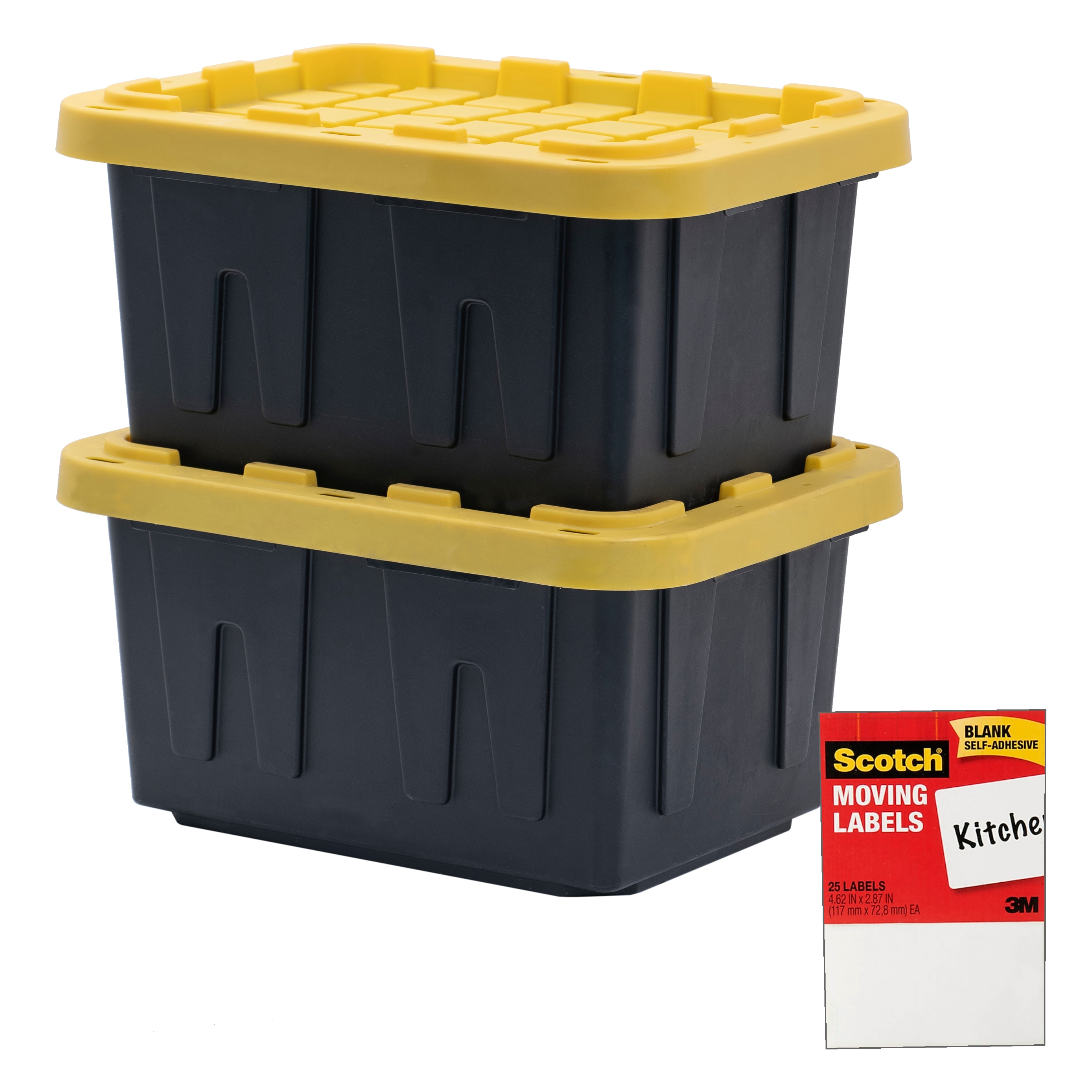Shop Project Source 2-Pack Project Source Commander Small 5-Gallons  (20-Quart) Black and Yellow Heavy Duty Tote with snap lid at