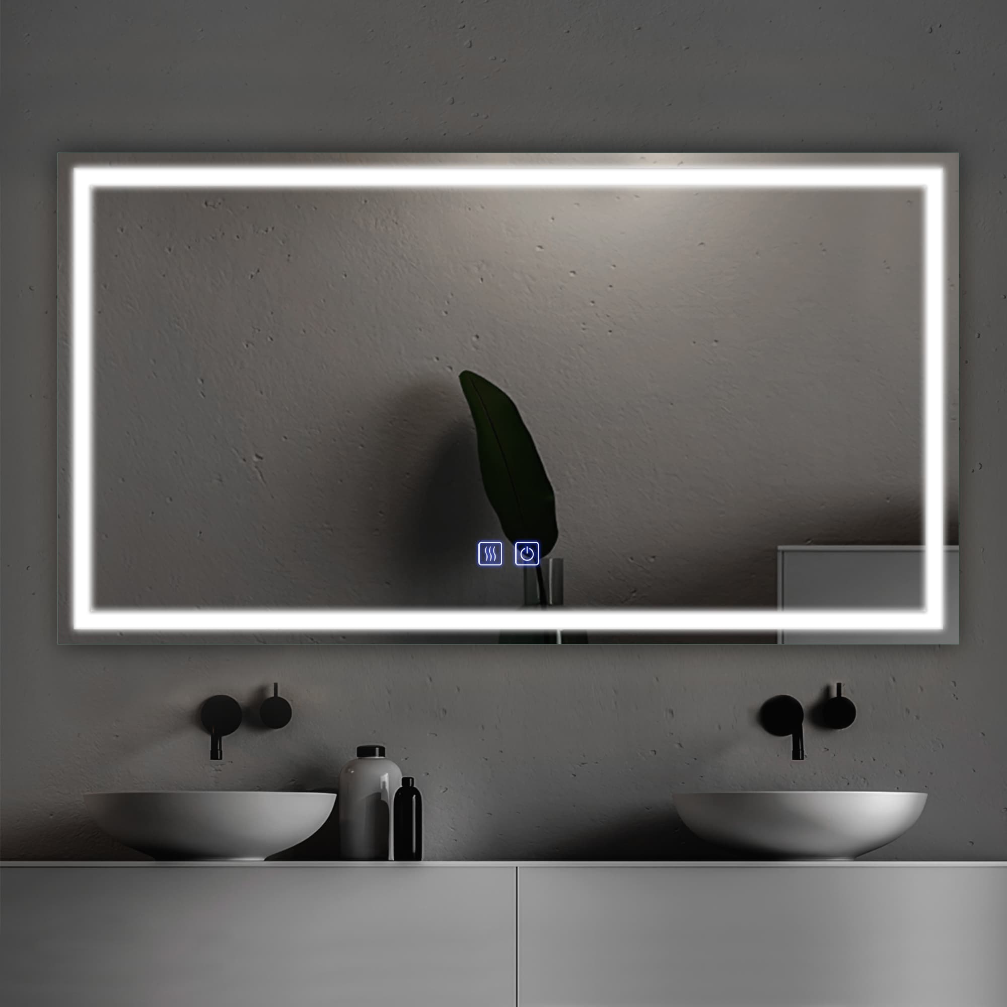 Dovelina LS-A-MR03081 31-Inches x 51-Inches Framed Frameless Rectangle Dimmable Lighted Fog Free Bathroom Vanity Mirror ( Silver )