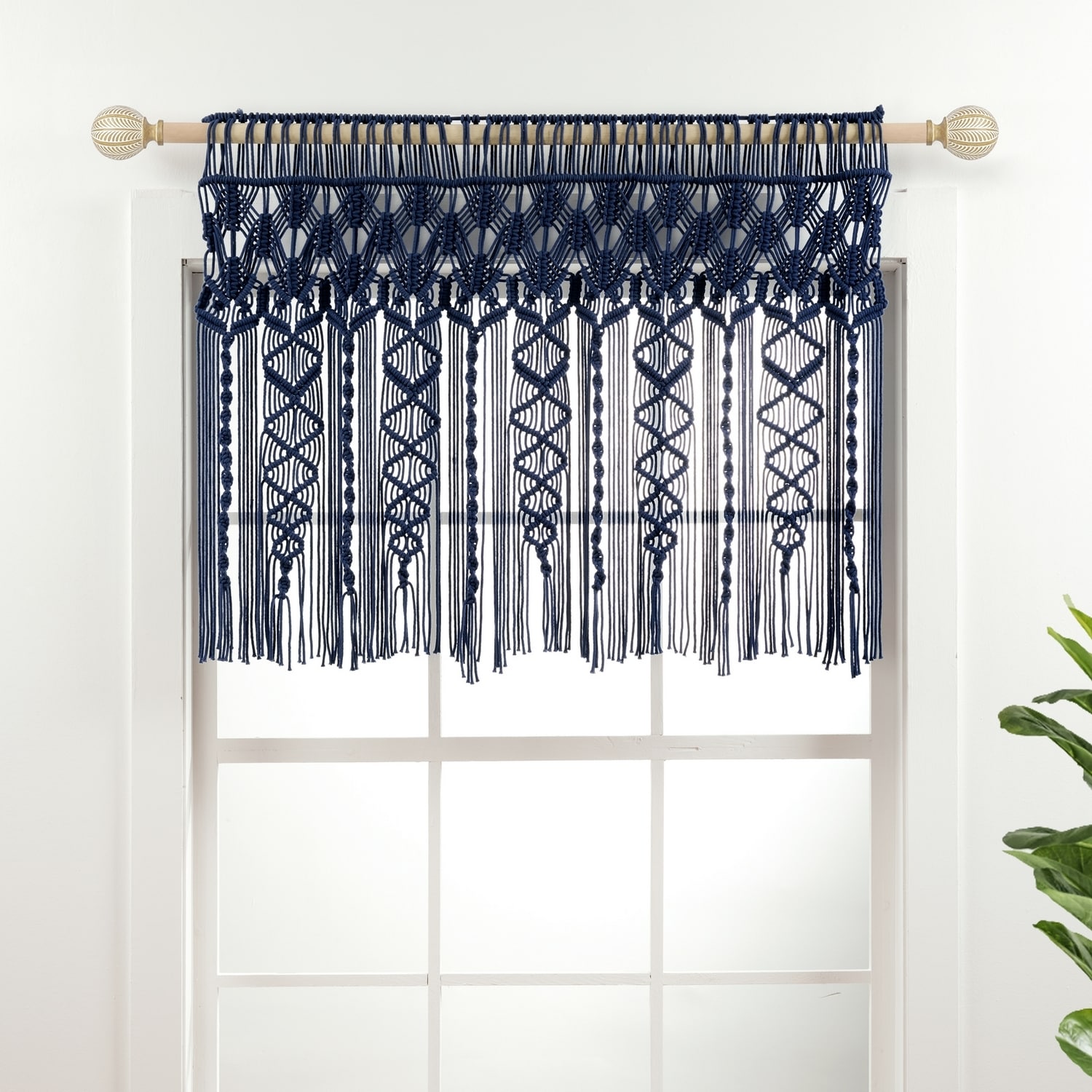 Lush Decor 16T005497 30-Inches Navy Cotton Rod pocket Valance
