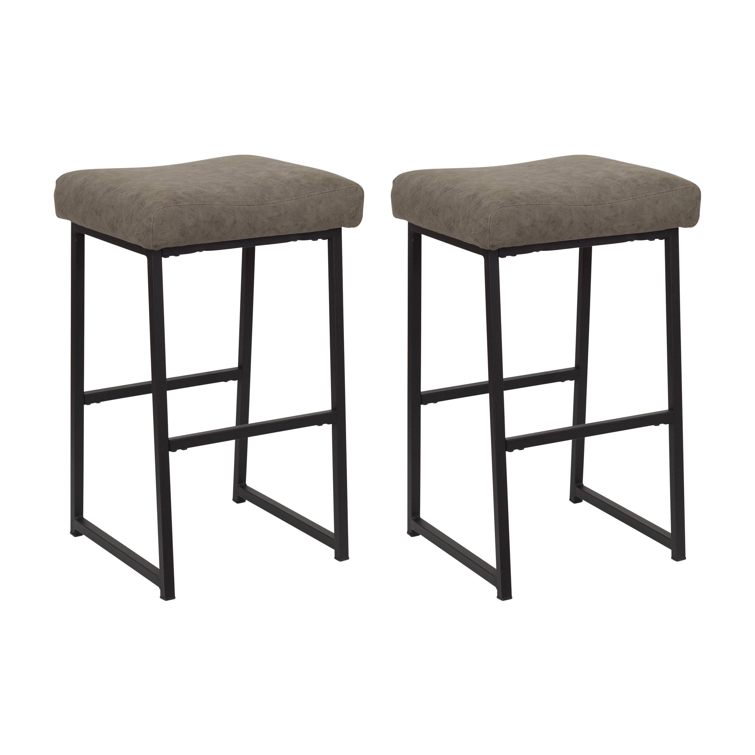 CorLiving DGY-073-B Milo Gray Taupe 27.25-in H Counter height Square seat Upholstered Metal Bar Stool
