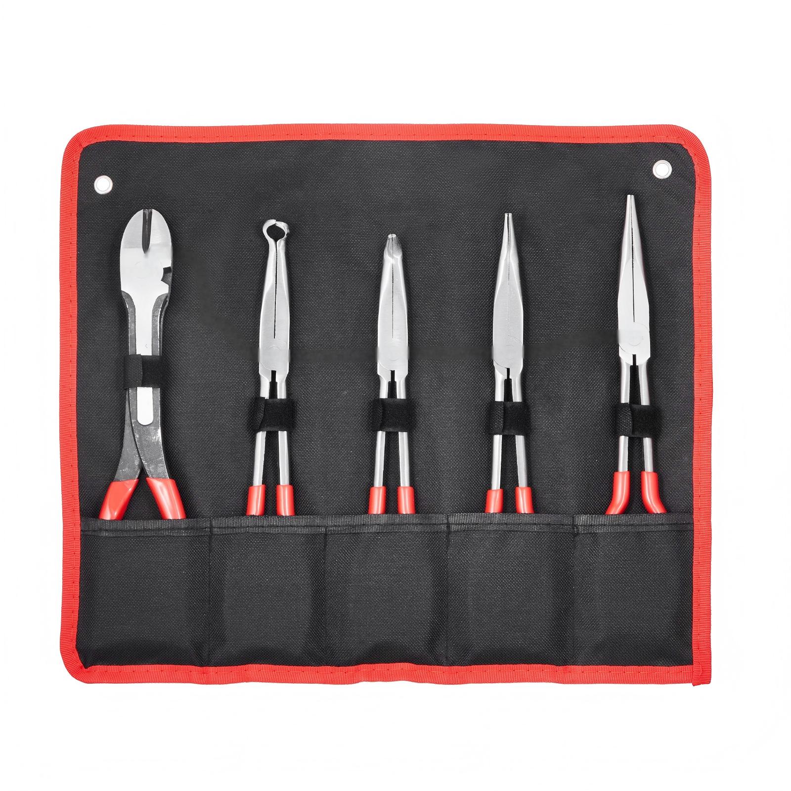 SUGIFT 5 Piece Long Needle Nose Pliers Set with Extended Handles for Cutting Bending and Gripping Tasks